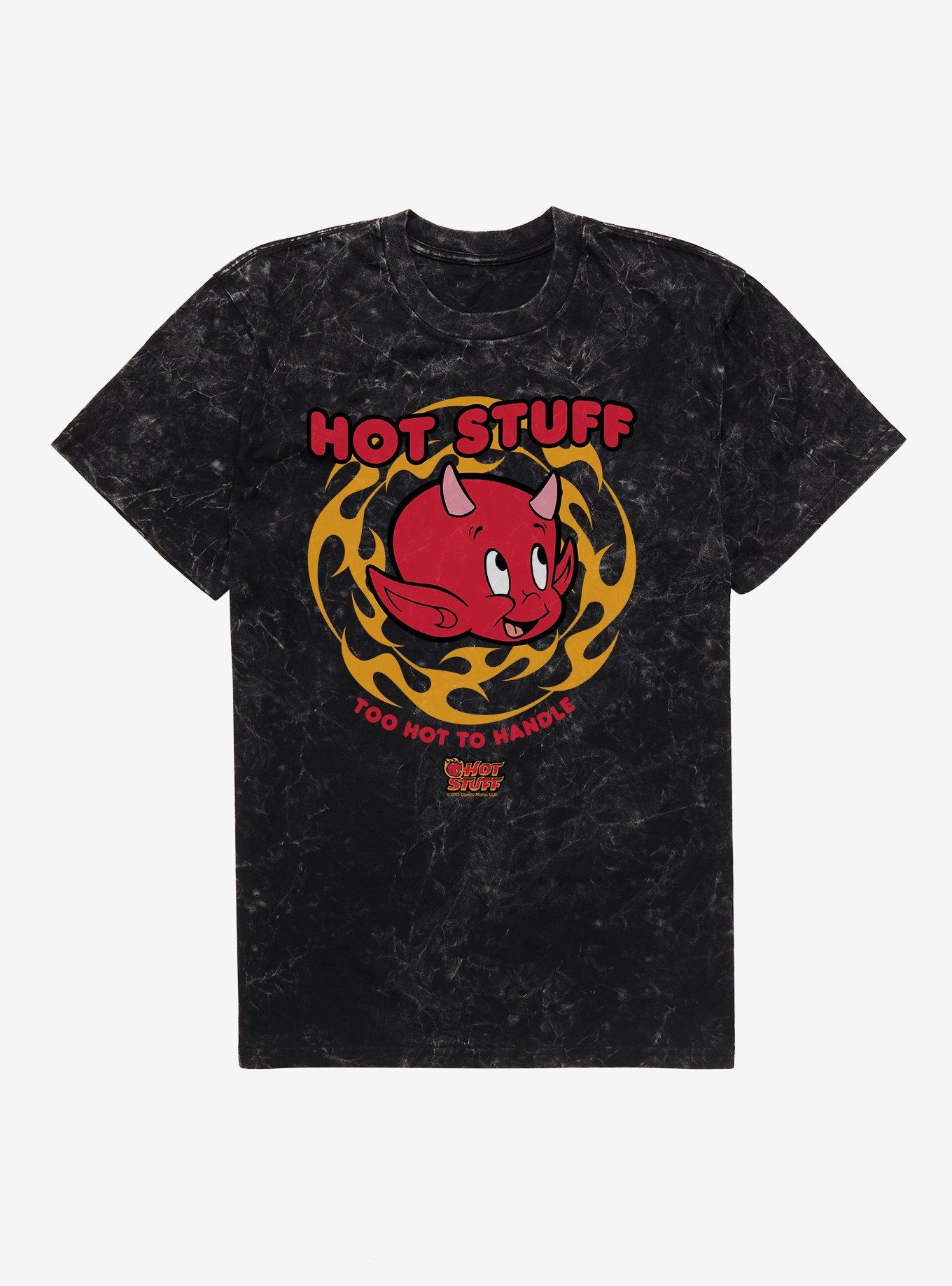 Hot Stuff The Little Devil Too Hot To Handle Mineral Wash T-Shirt, BLACK MINERAL WASH, hi-res