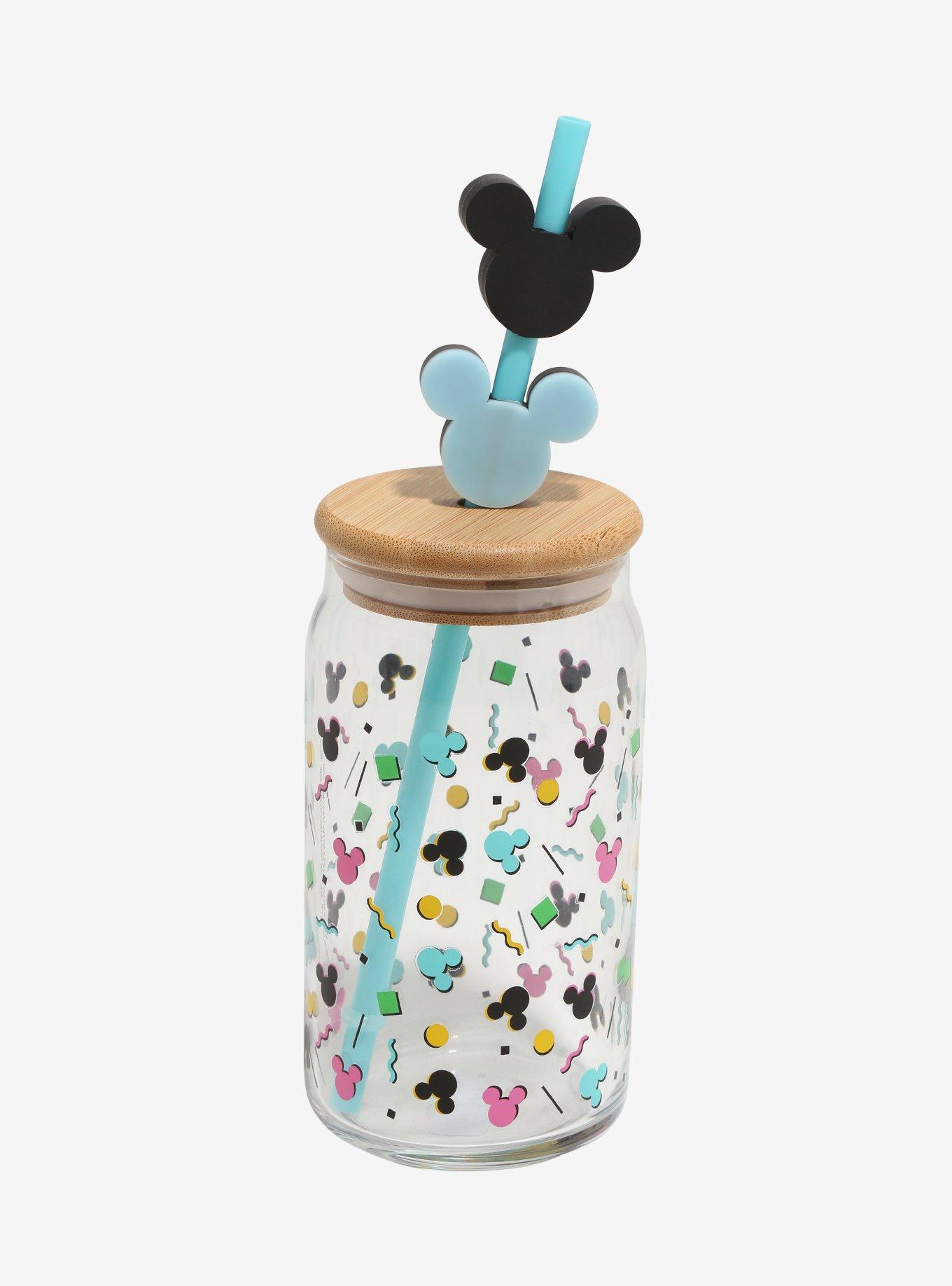 Disney Mickey Mouse '90s Toss Print Lidded Glass Tumbler