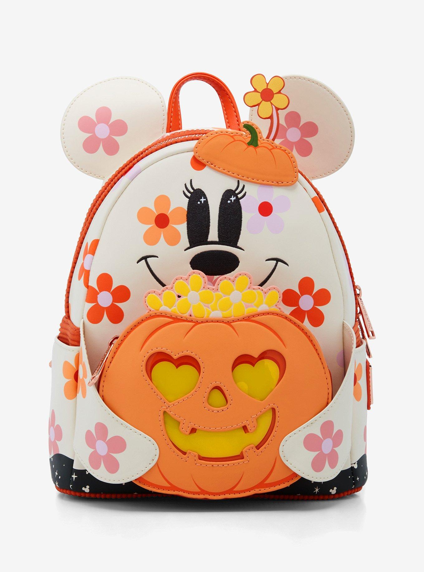 Loungefly Disney Minnie Mouse Floral Pumpkin Glow in the Dark Light Up Mini Backpack BoxLunch