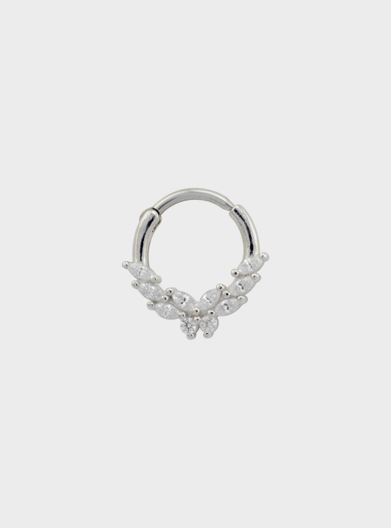 14G Steel Silver CZ Butterfly Hinged Clicker, , hi-res