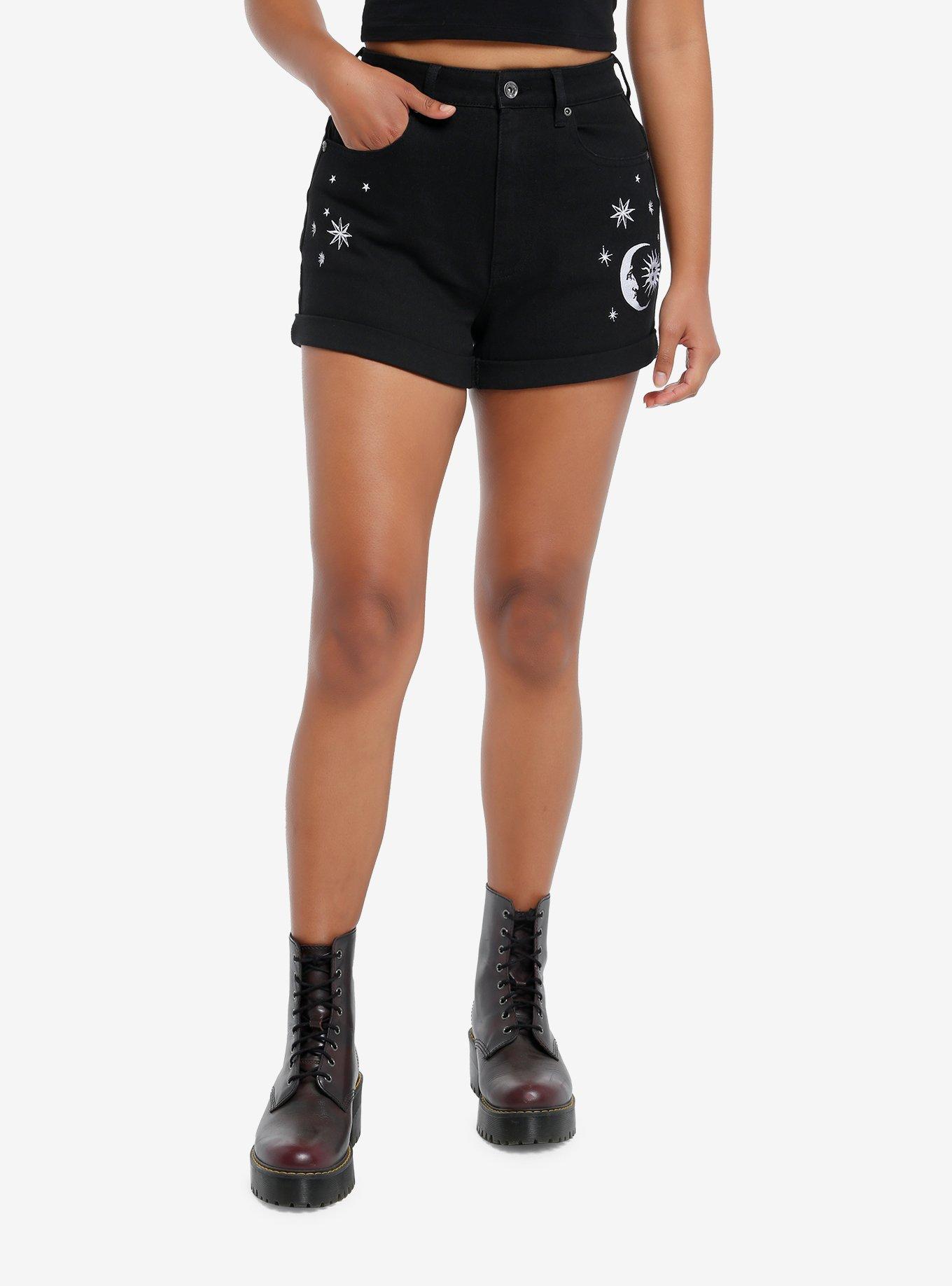 Cosmic Aura Black Sun & Moon Shorts, BLACK, hi-res