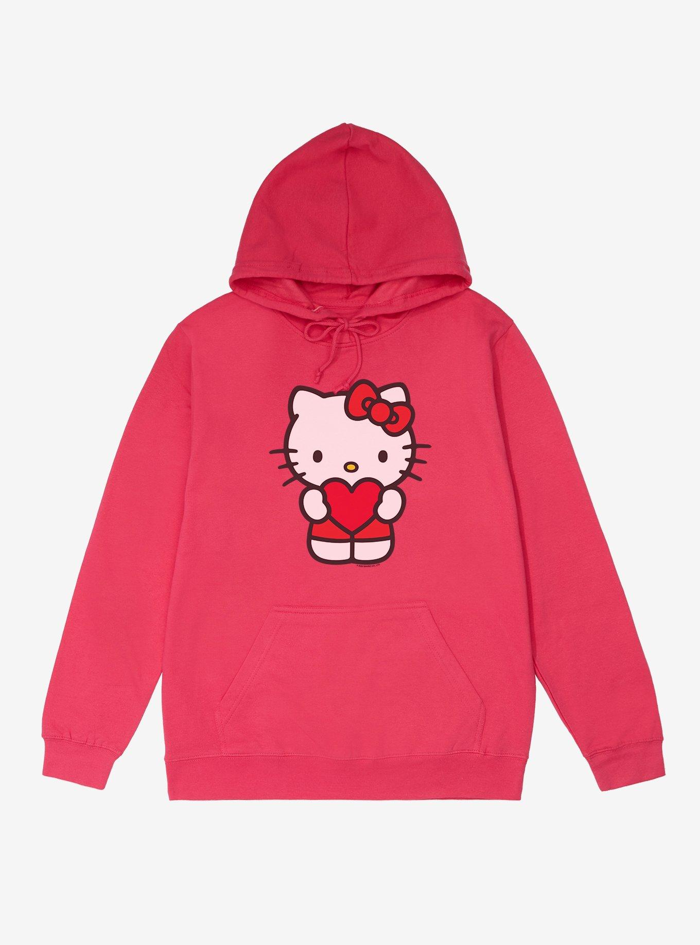 Hello Kitty Holding A Heart French Terry Hoodie - PINK | Hot Topic