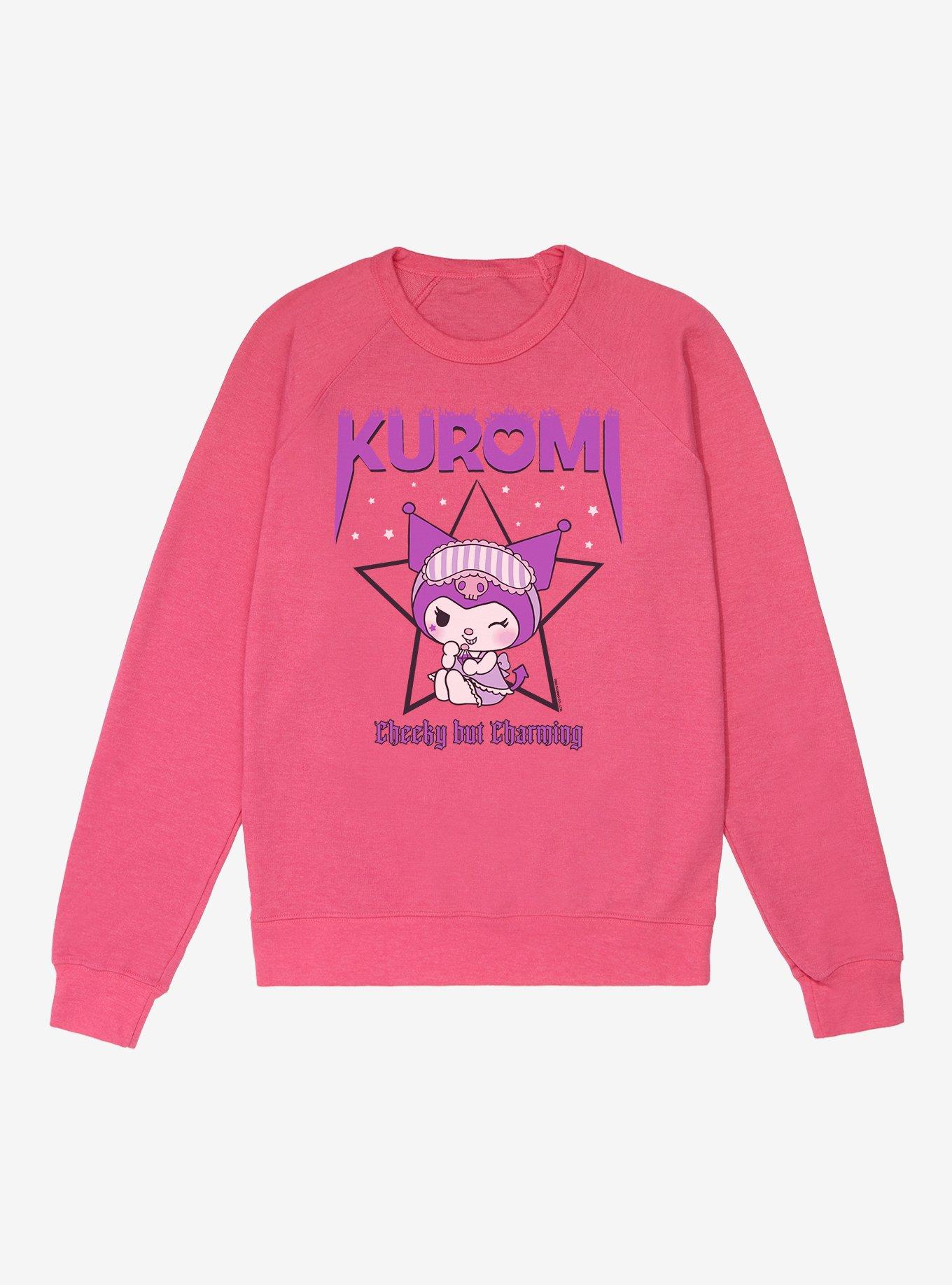 Kuromi Cheeky But Charming French Terry Sweatshirt - PINK | Hot Topic