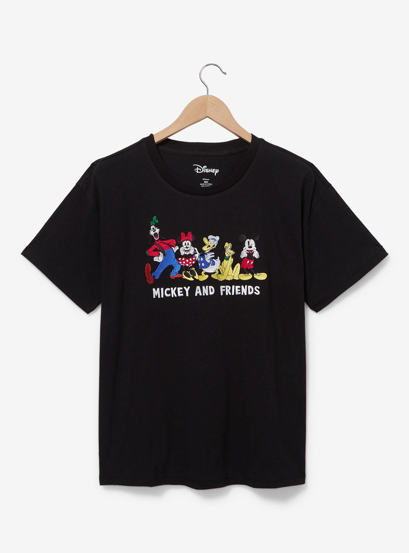 Disney Mickey and Friends Embroidered Women's T-Shirt — BoxLunch Exclusive, BLACK, hi-res