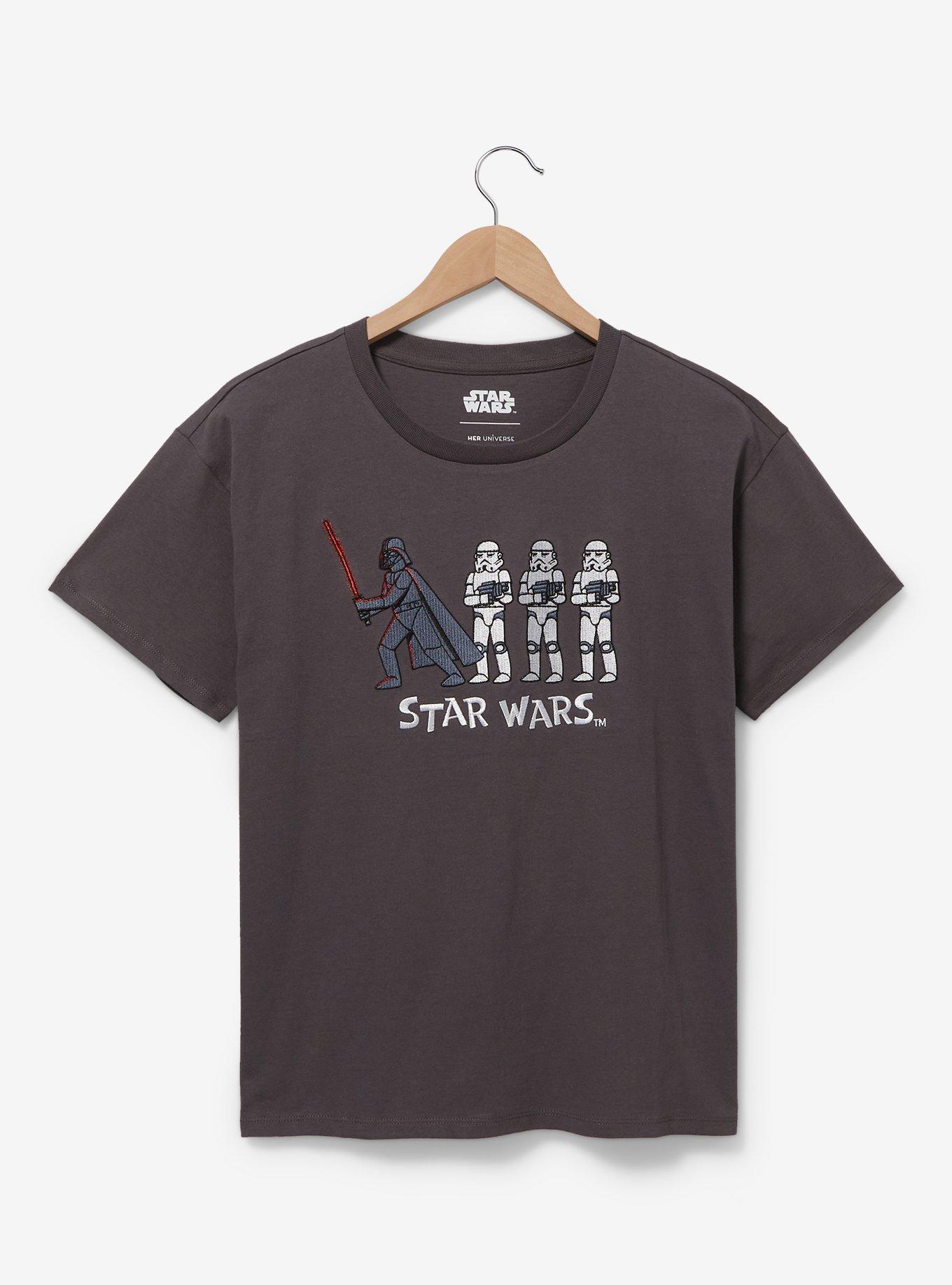 Our Universe Star Wars Darth Vader & Stormtroopers Women's T-Shirt - BoxLunch Exclusive, DARK GRAY, hi-res