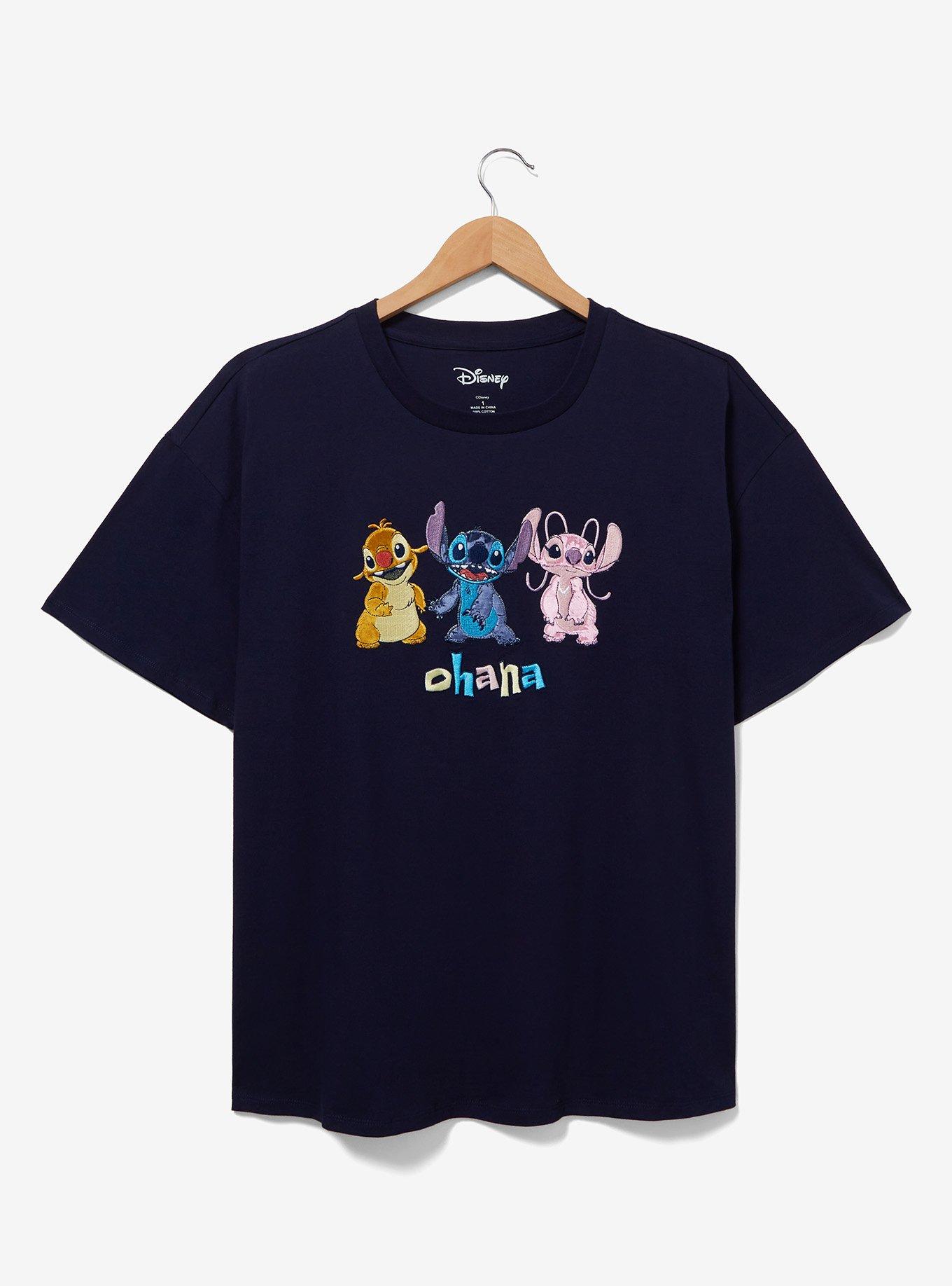 Disney Lilo & Stitch Reuben, Angel, and Stitch Ohana Embroidered Women's Plus Size T-Shirt — BoxLunch Exclusive, , hi-res