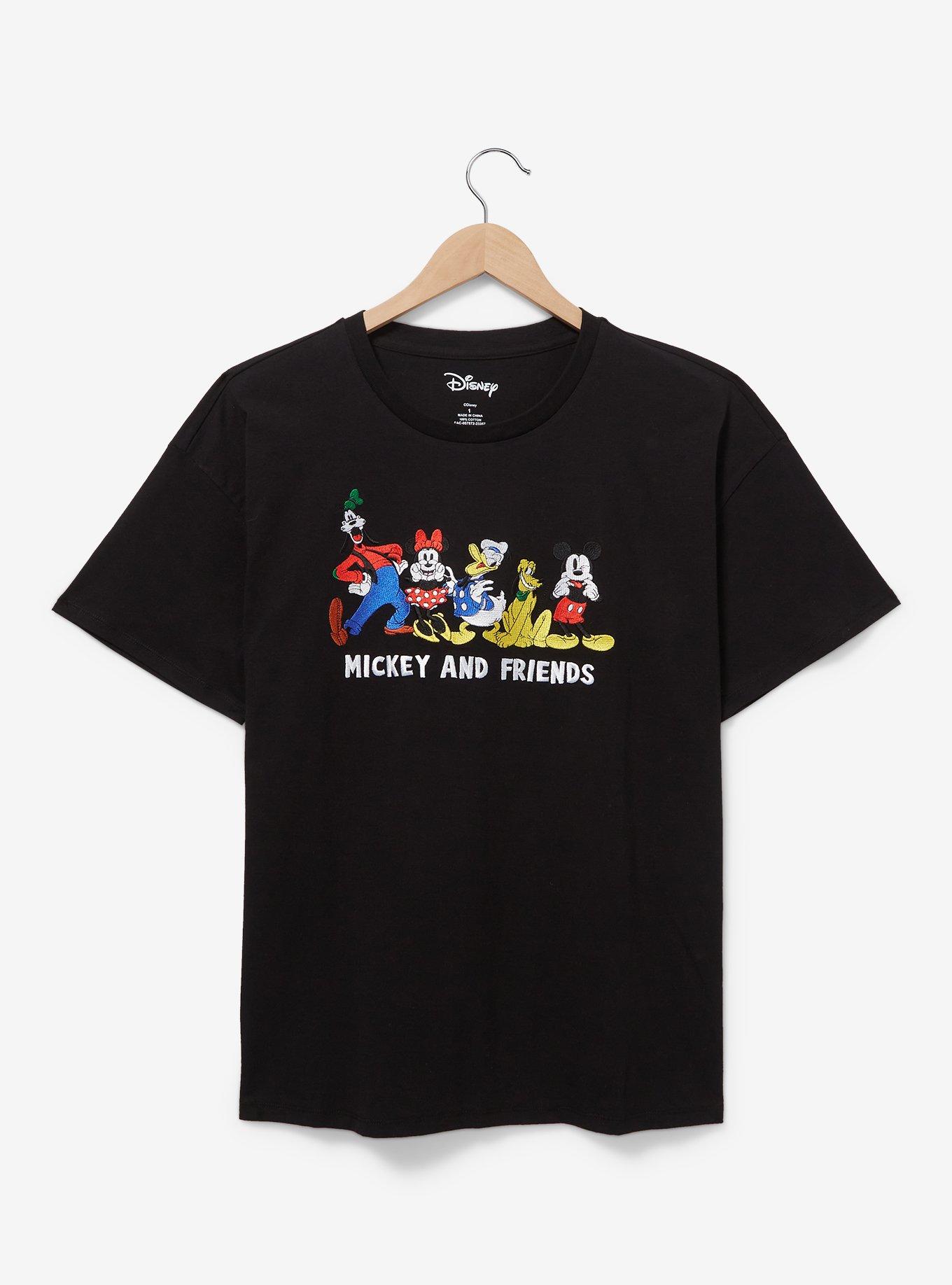 Disney Mickey and Friends Embroidered Women's Plus Size T-Shirt — BoxLunch Exclusive, BLACK, hi-res
