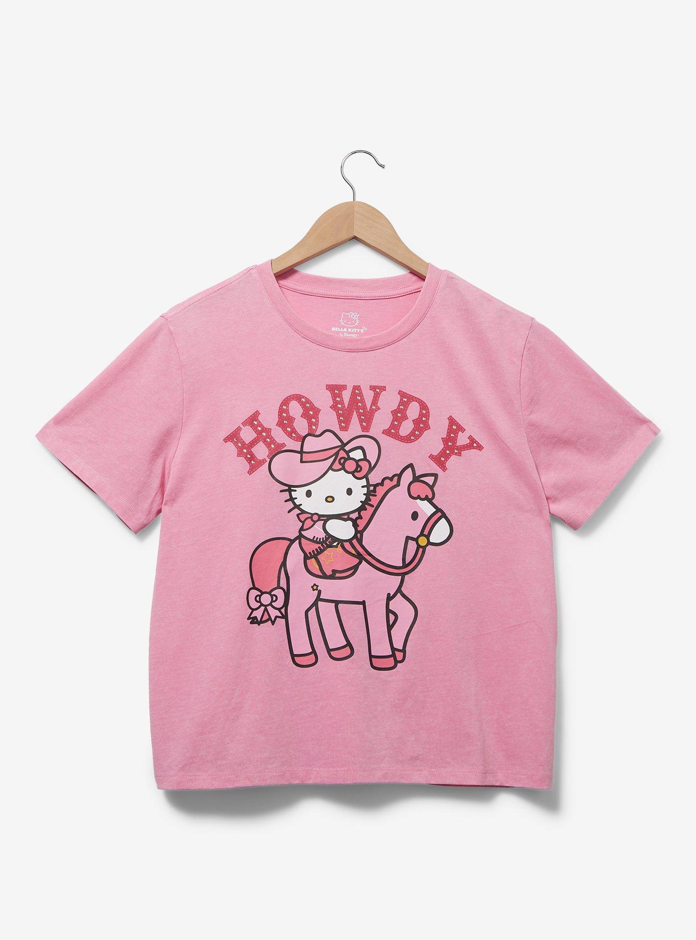 Sanrio Hello Kitty Cowgirl Cropped Women's T-Shirt - BoxLunch Exclusive, PINK, hi-res
