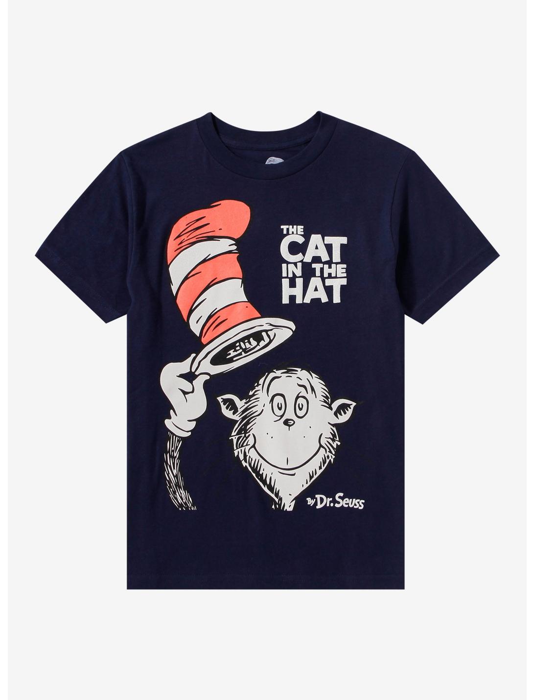 Dr. Seuss The Cat in The Hat Portrait Youth T-Shirt - BoxLunch Exclusive, NAVY, hi-res