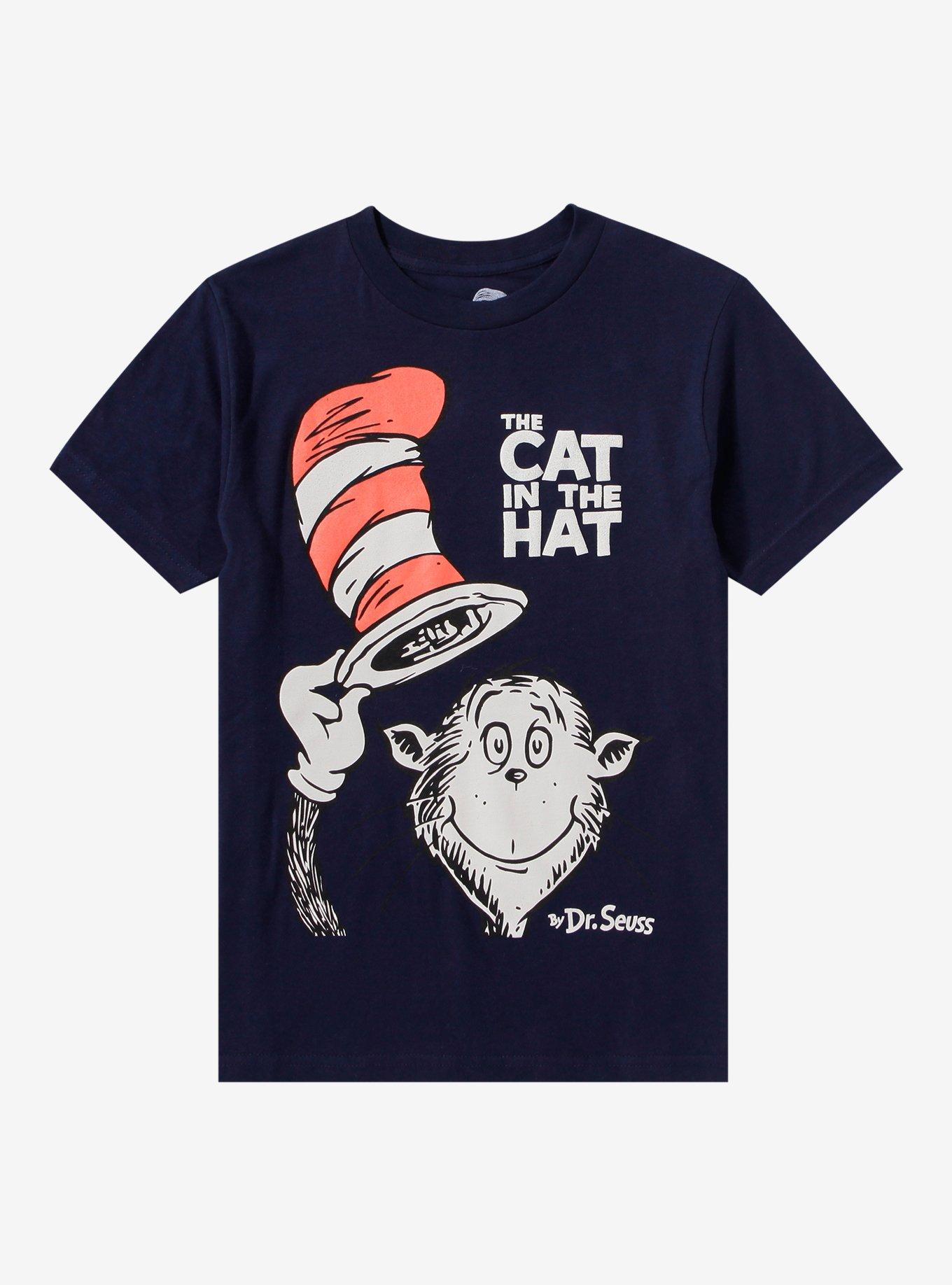 Dr. Seuss The Cat in The Hat Portrait Youth T-Shirt - BoxLunch Exclusive, NAVY, hi-res