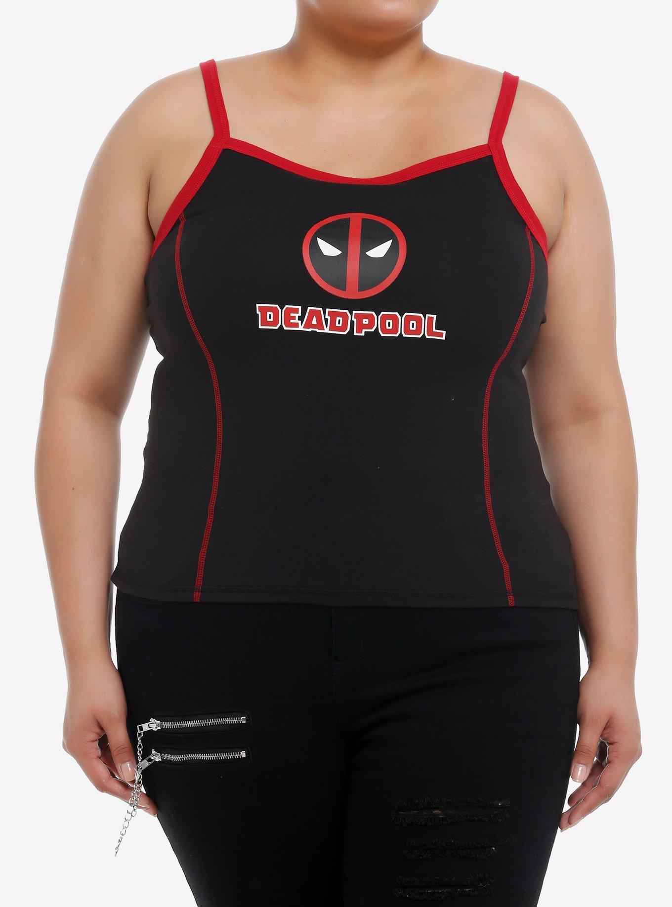 Her Universe Marvel Deadpool & Wolverine Deadpool Logo Crop Cami Plus Size, BLACK  RED, hi-res