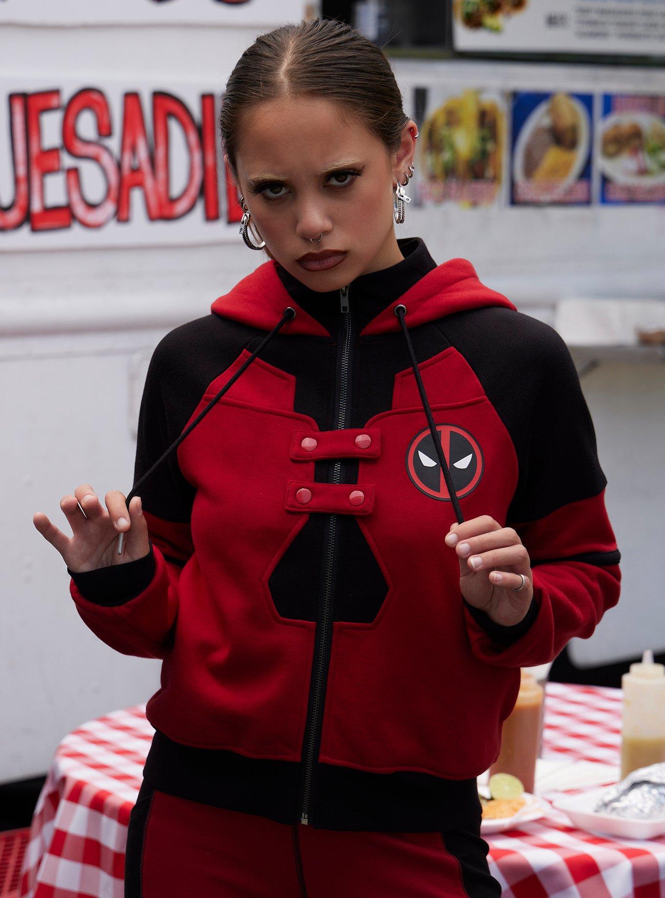 Red deadpool hoodie sale