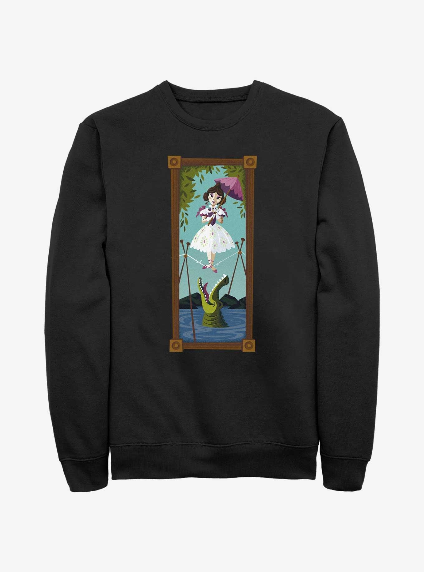 Disney The Haunted Mansion Sally Slater Tightrope Walker Portrait Sweatshirt Hot Topic Web Exclusive, BLACK, hi-res