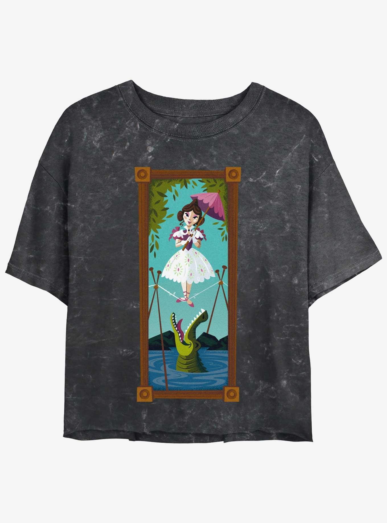 Disney The Haunted Mansion The Tightrope Walker Portrait Girls Mineral Wash Crop T-Shirt Hot Topic Web Exclusive, BLACK, hi-res