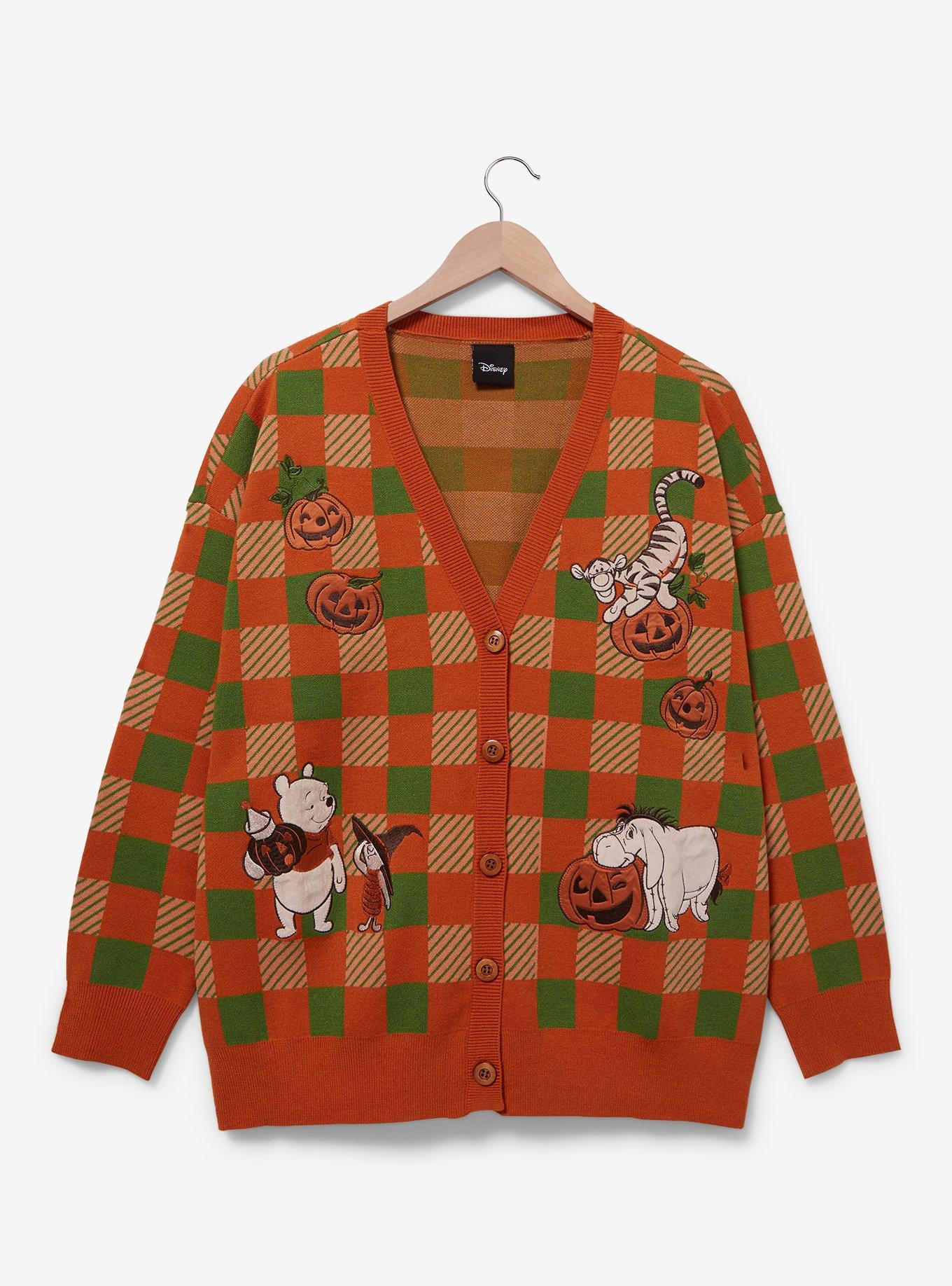 Disney Winnie The Pooh Plaid Pumpkins Cardigan Plus Size, , hi-res