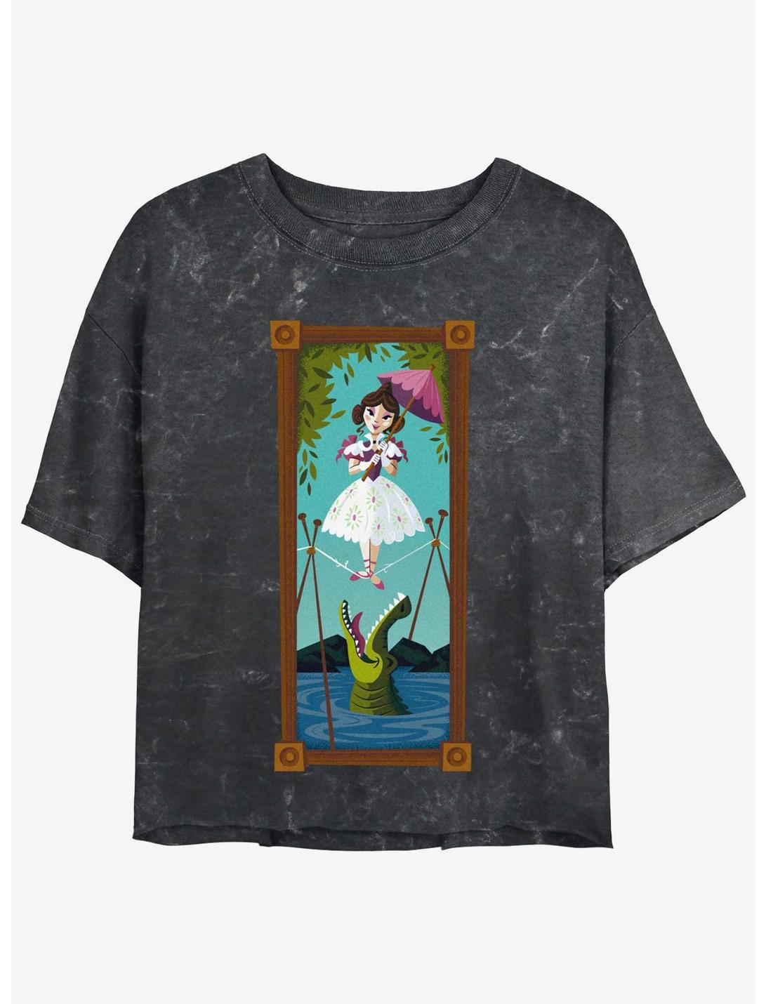 Disney The Haunted Mansion The Tightrope Walker Portrait Womens Mineral Wash Crop T-Shirt BoxLunch Web Exclusive, BLACK, hi-res
