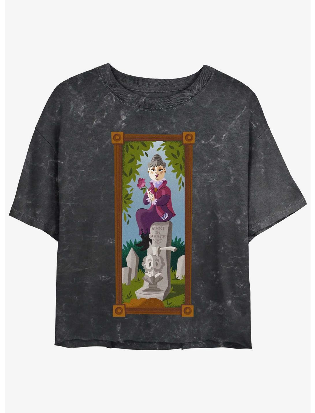 Disney The Haunted Mansion The Black Widow Portrait Womens Mineral Wash Crop T-Shirt BoxLunch Web Exclusive, BLACK, hi-res