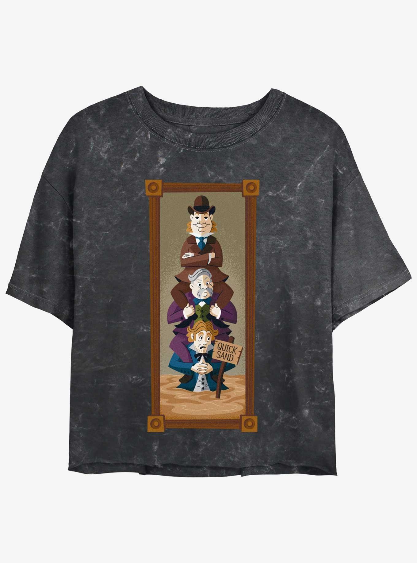 Disney The Haunted Mansion The Quicksand Men Portrait Womens Mineral Wash Crop T-Shirt BoxLunch Web Exclusive, BLACK, hi-res