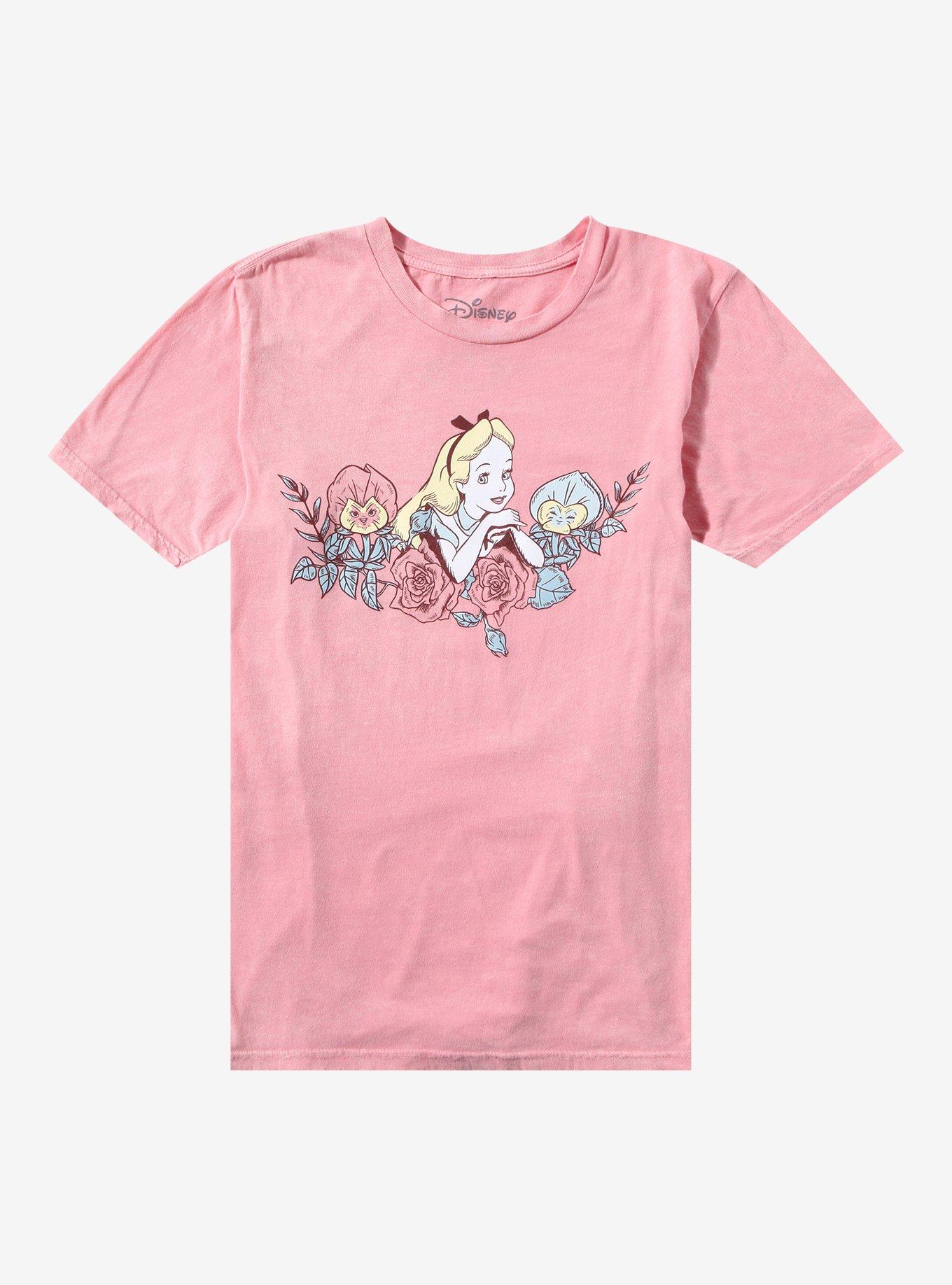 Disney Alice In Wonderland Pastel Floral Boyfriend Fit Girls T-Shirt