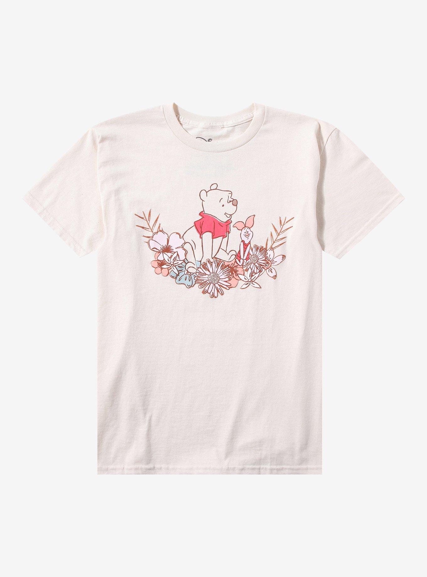 Disney Winnie The Pooh Pastel Floral Boyfriend Fit Girls T-Shirt