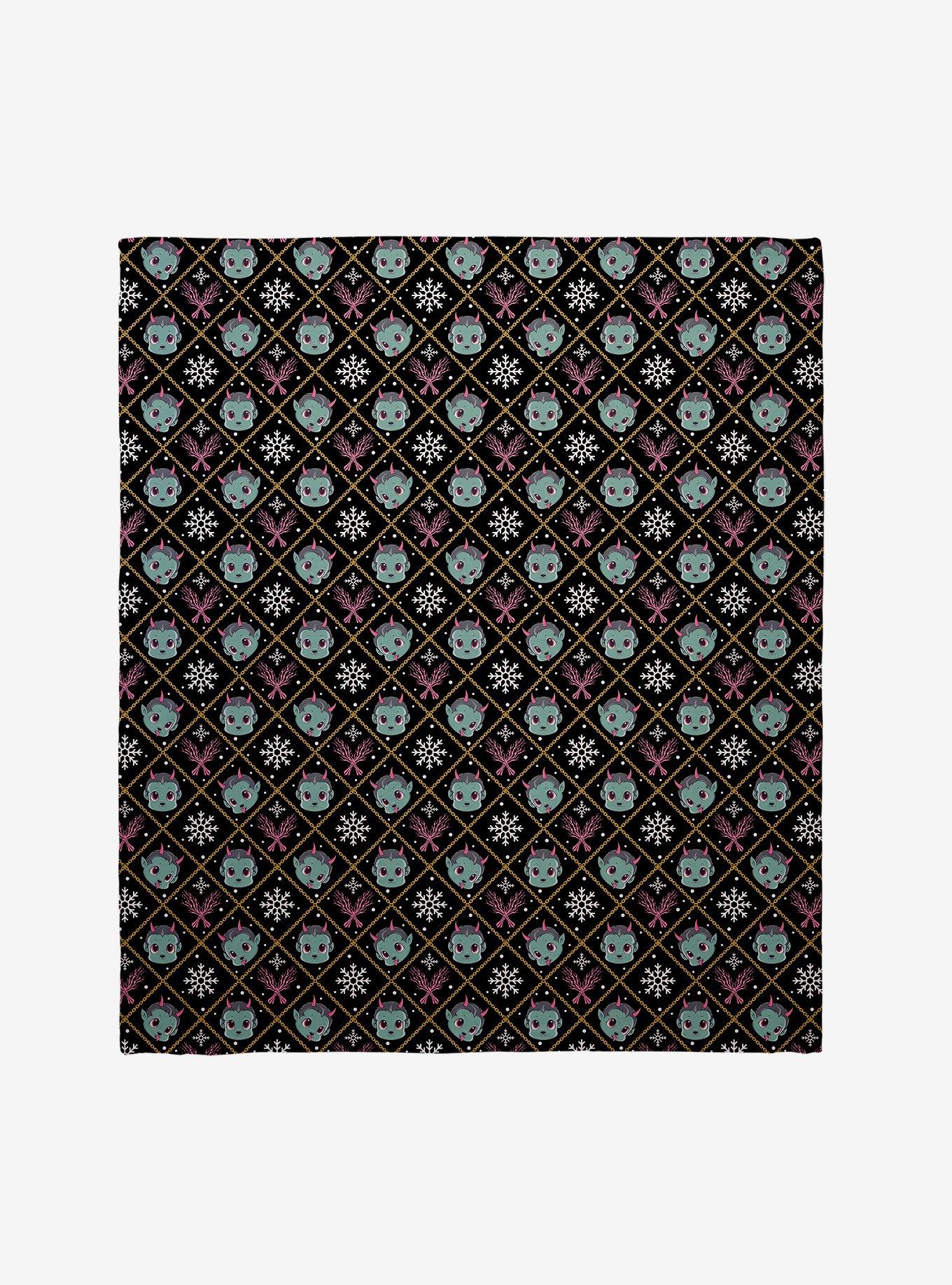 Chibi Krampus Dark Snowflake Throw Blanket, , hi-res