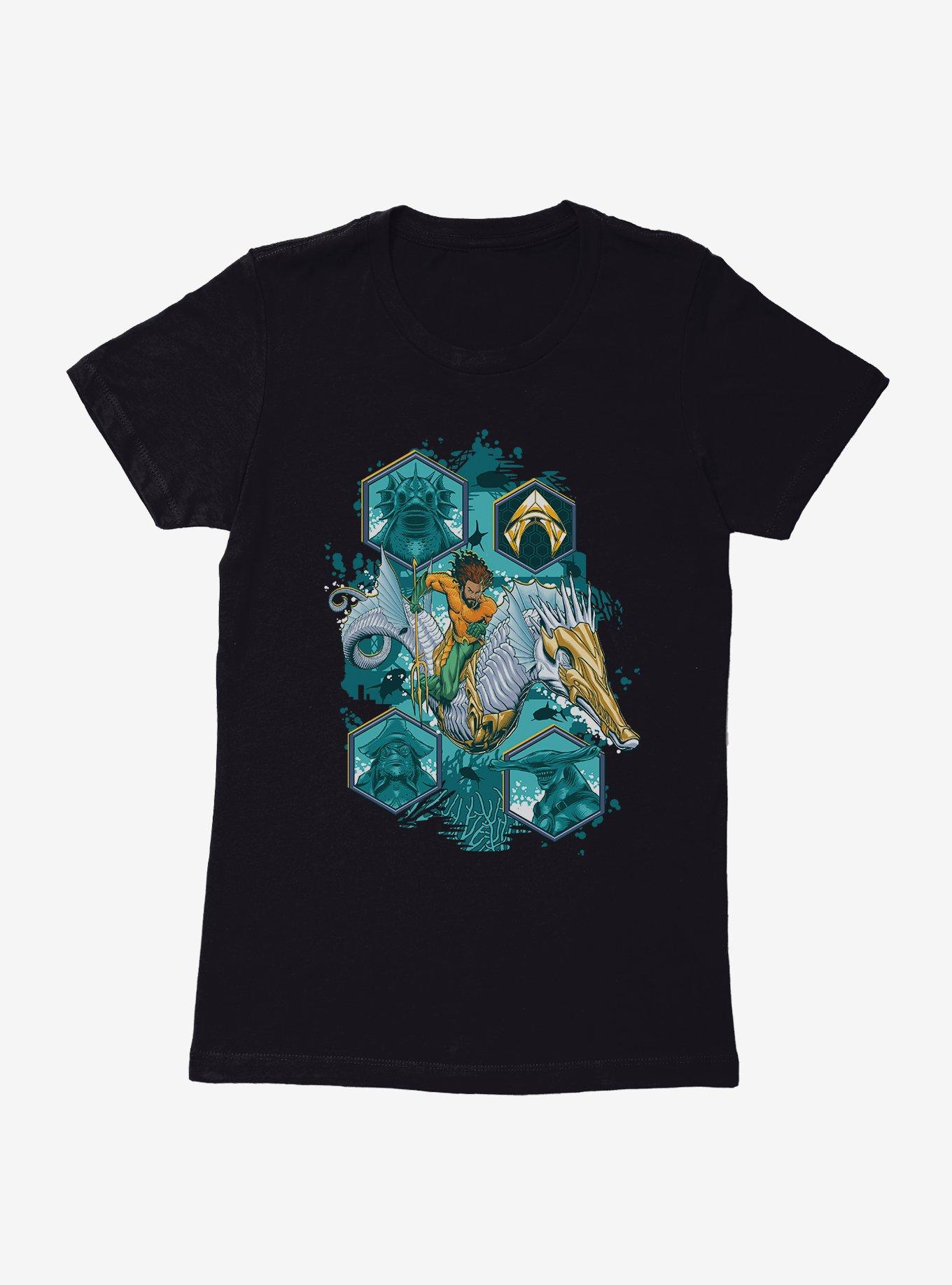 Aquaman Collage Symbols Womens T-Shirt, , hi-res