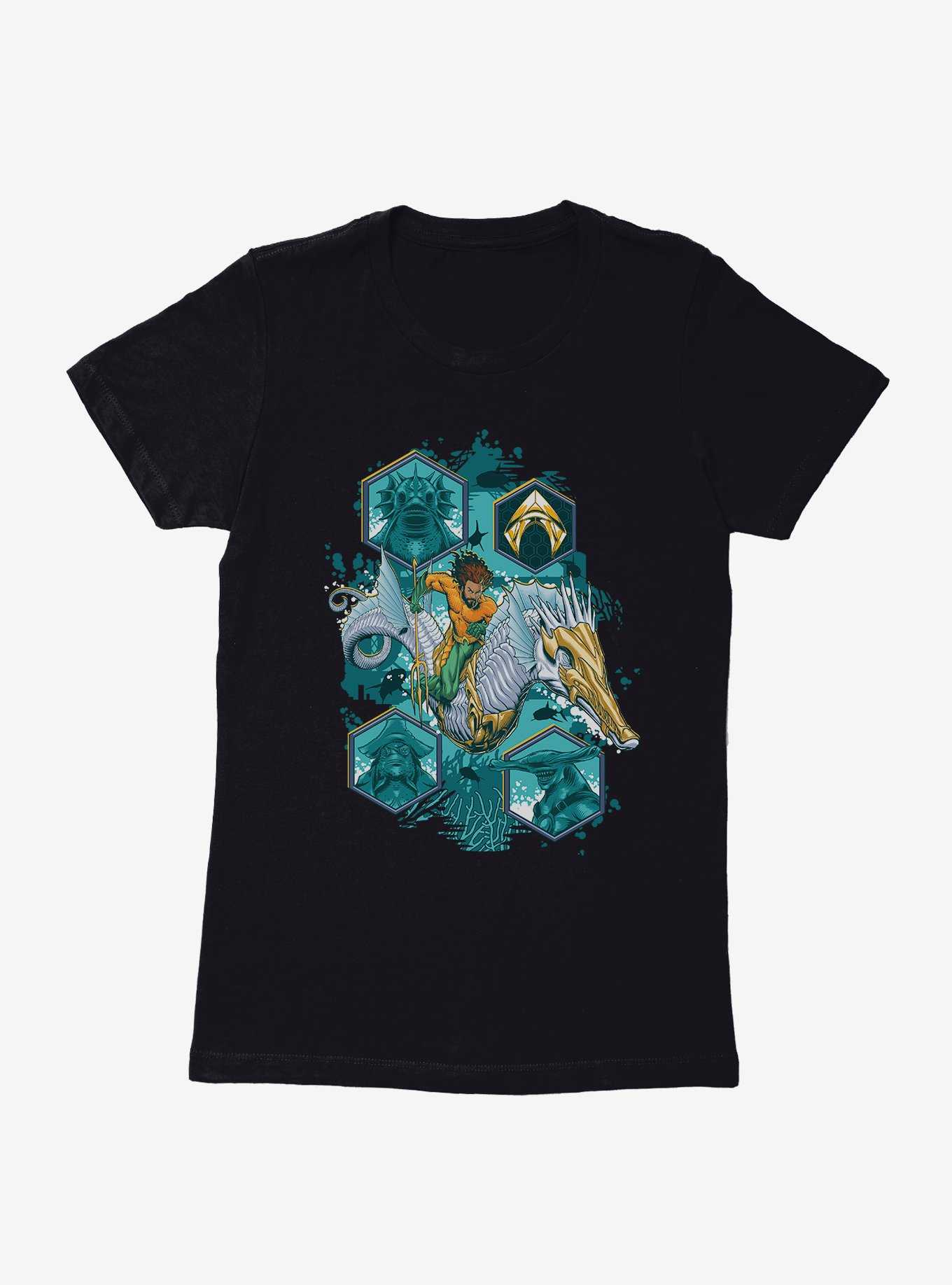 Aquaman Collage Symbols Womens T-Shirt, , hi-res