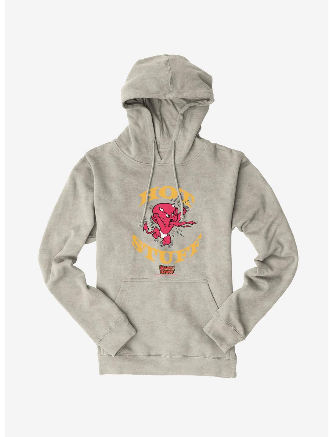 Hot Stuff The Little Devil Spitting Out Fire Hoodie, OATMEAL HEATHER, hi-res