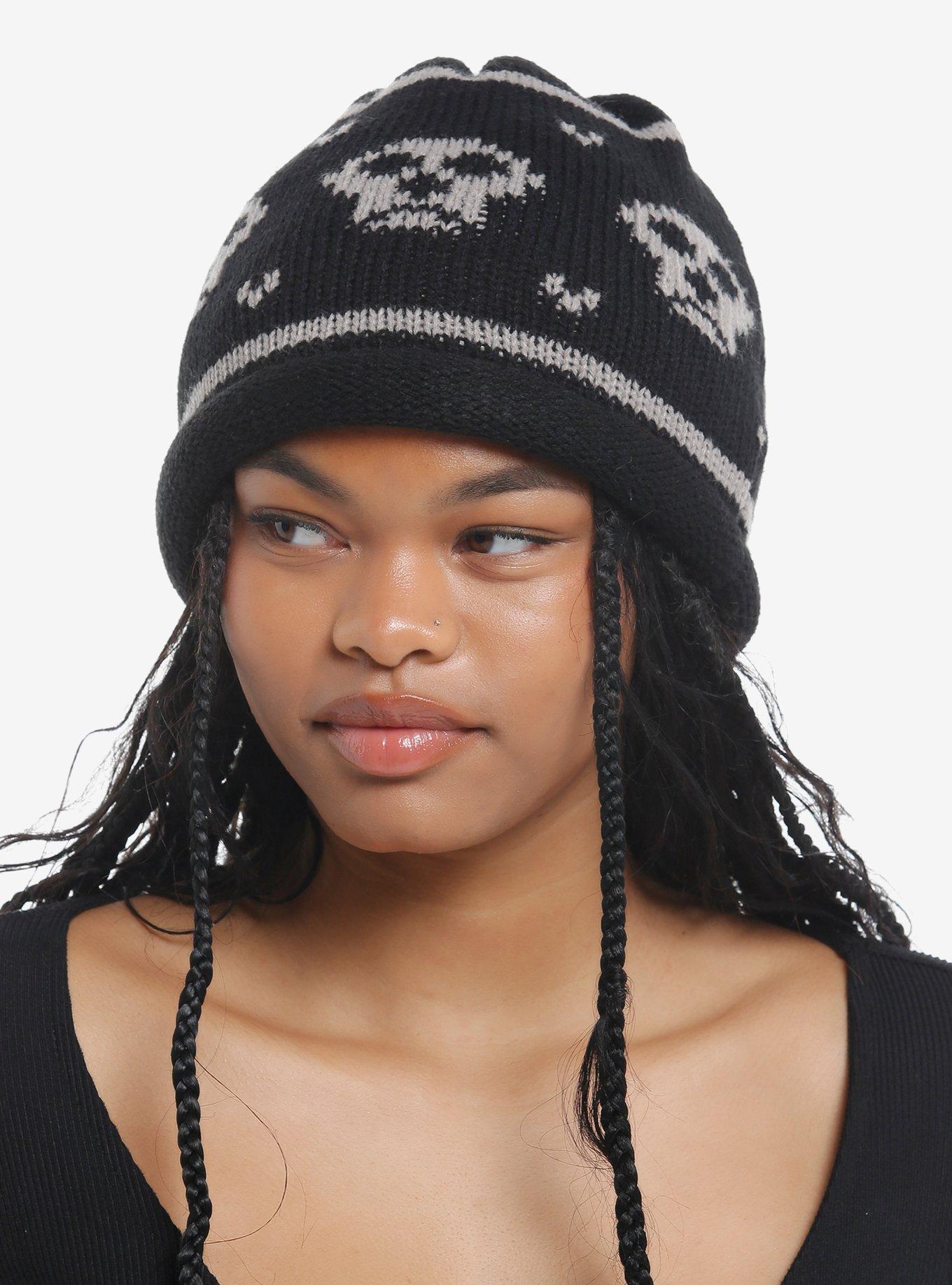 Skull Heart Intarsia Beanie, , hi-res