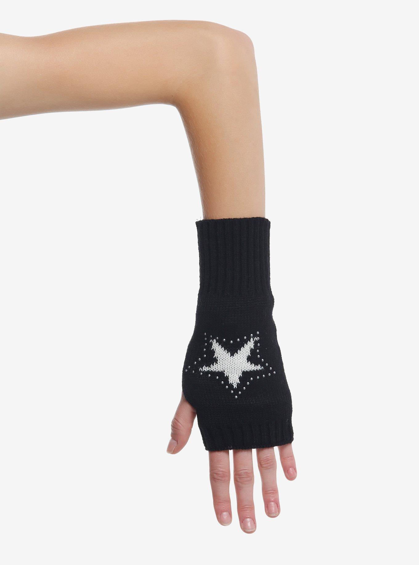 Star Stud Knit Fingerless Gloves, , hi-res