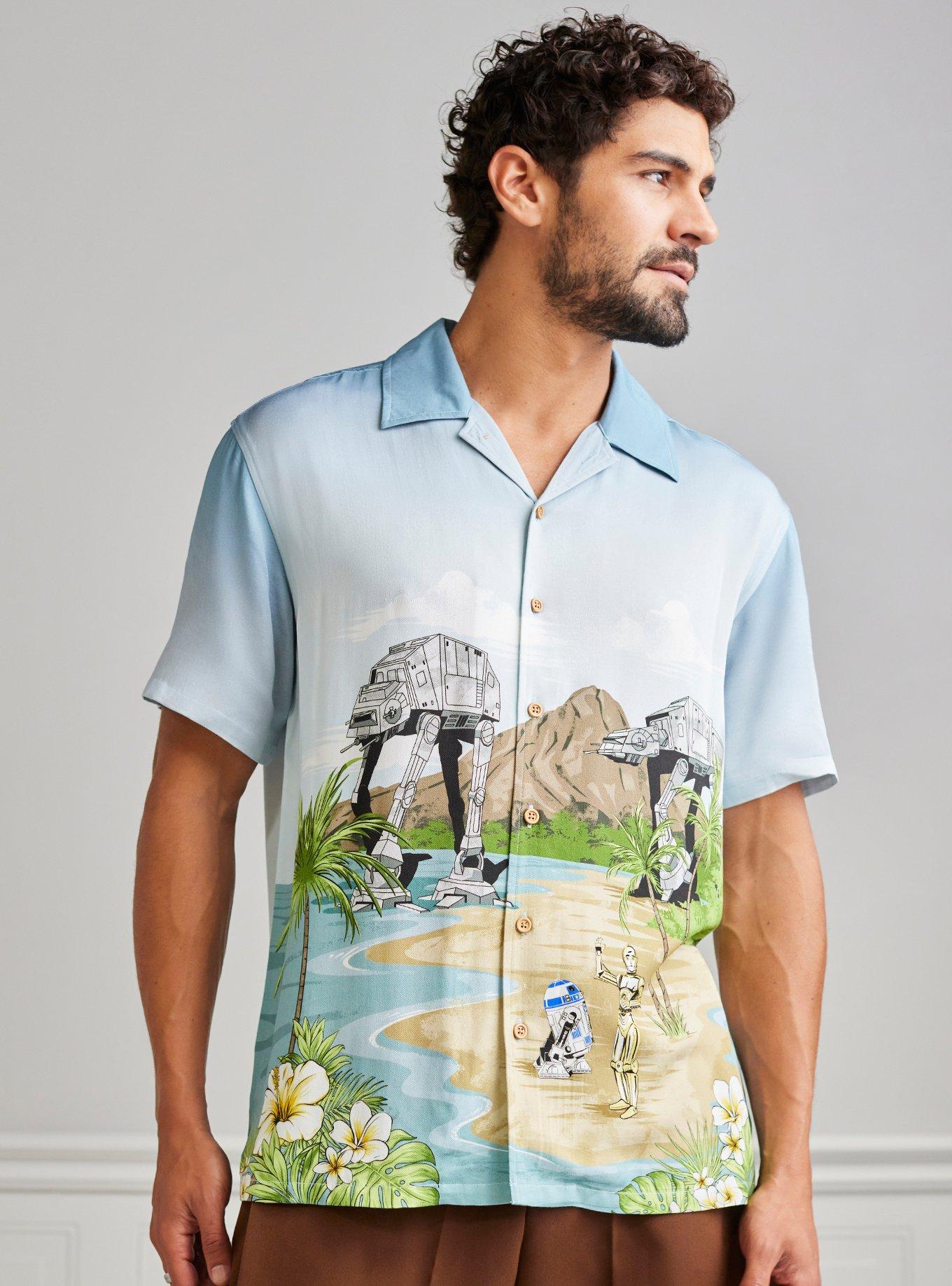 Our Universe Star Wars Droids At The Beach Tiki Woven Button Up Our Universe Exclusive, , hi-res