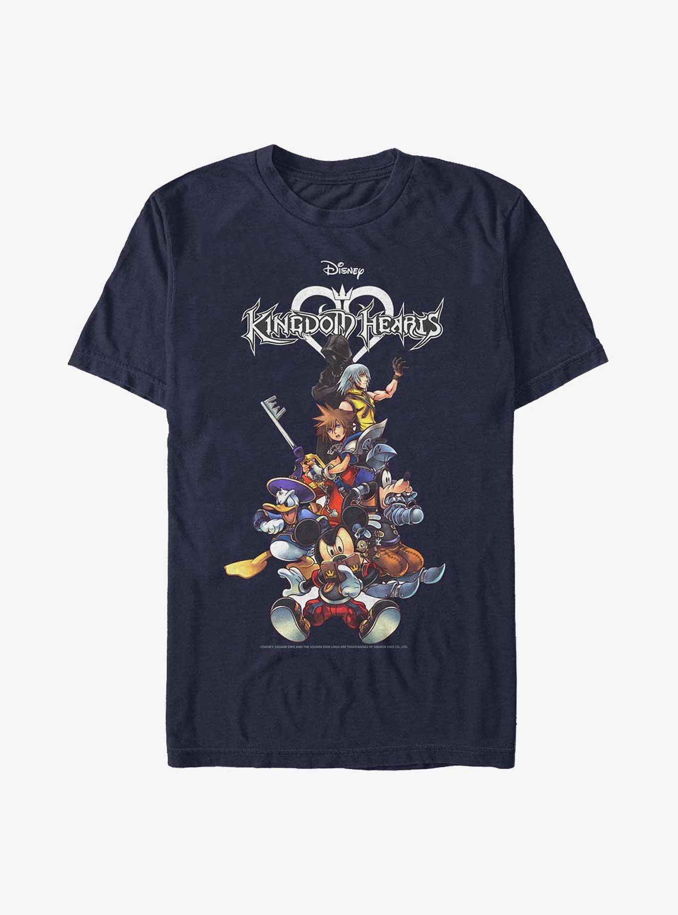 Disney Kingdom Hearts Group Logo Extra Soft T-Shirt, NAVY, hi-res