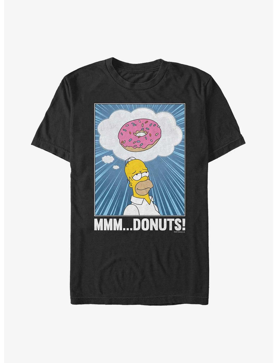 The Simpsons Mmm Donuts Extra Soft T-Shirt, BLACK, hi-res