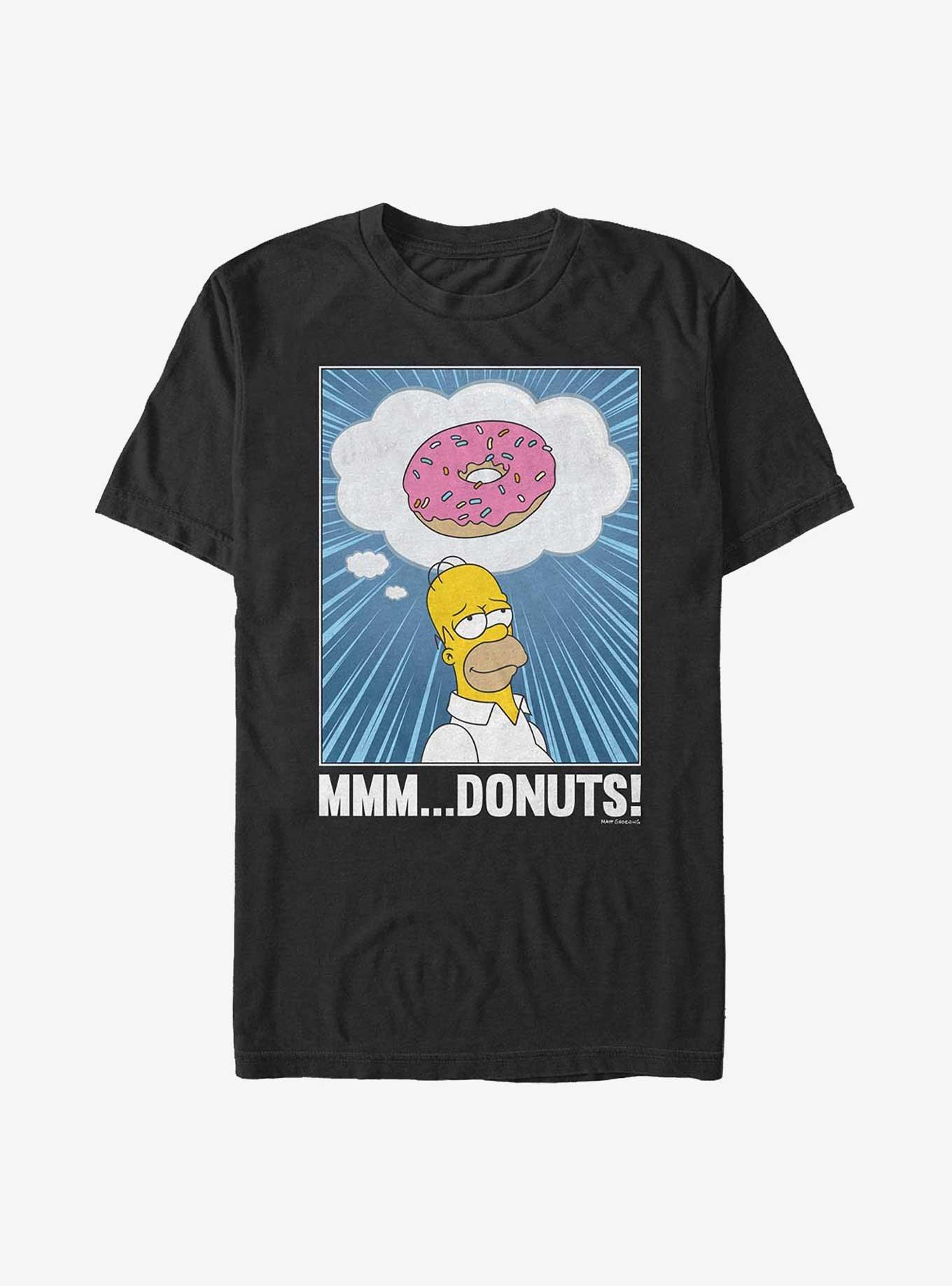The Simpsons Mmm Donuts Extra Soft T-Shirt, BLACK, hi-res