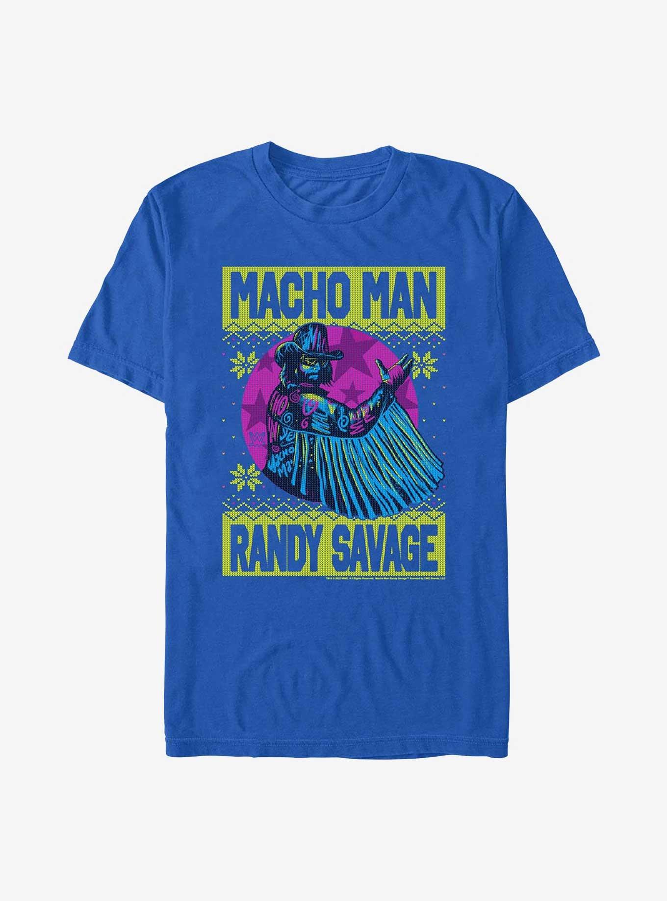 WWE Macho Man Ugly Christmas Extra Soft T-Shirt, ROYAL, hi-res