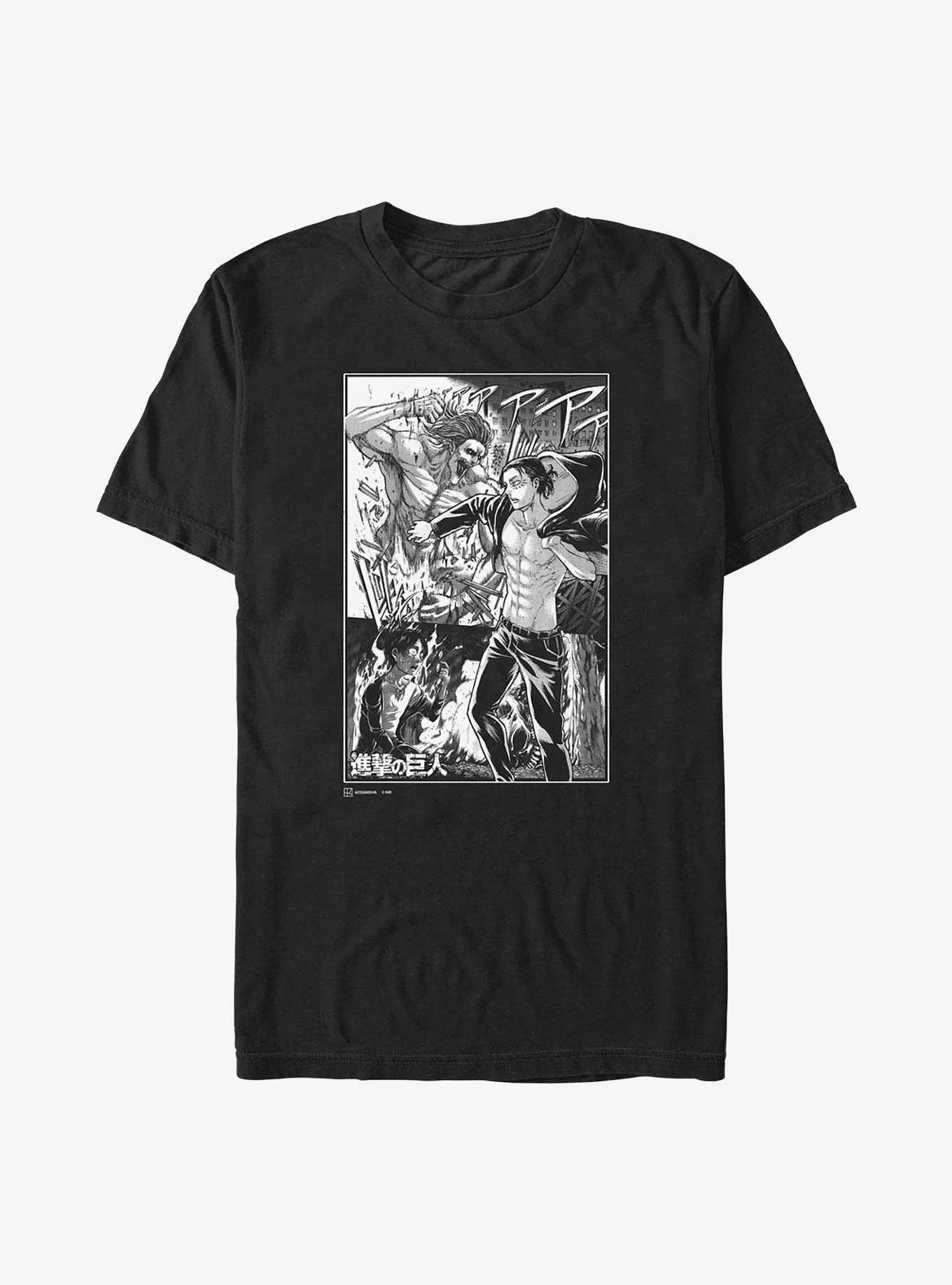 Attack on Titan Eren Manga Collage Extra Soft T-Shirt - BLACK | Hot Topic