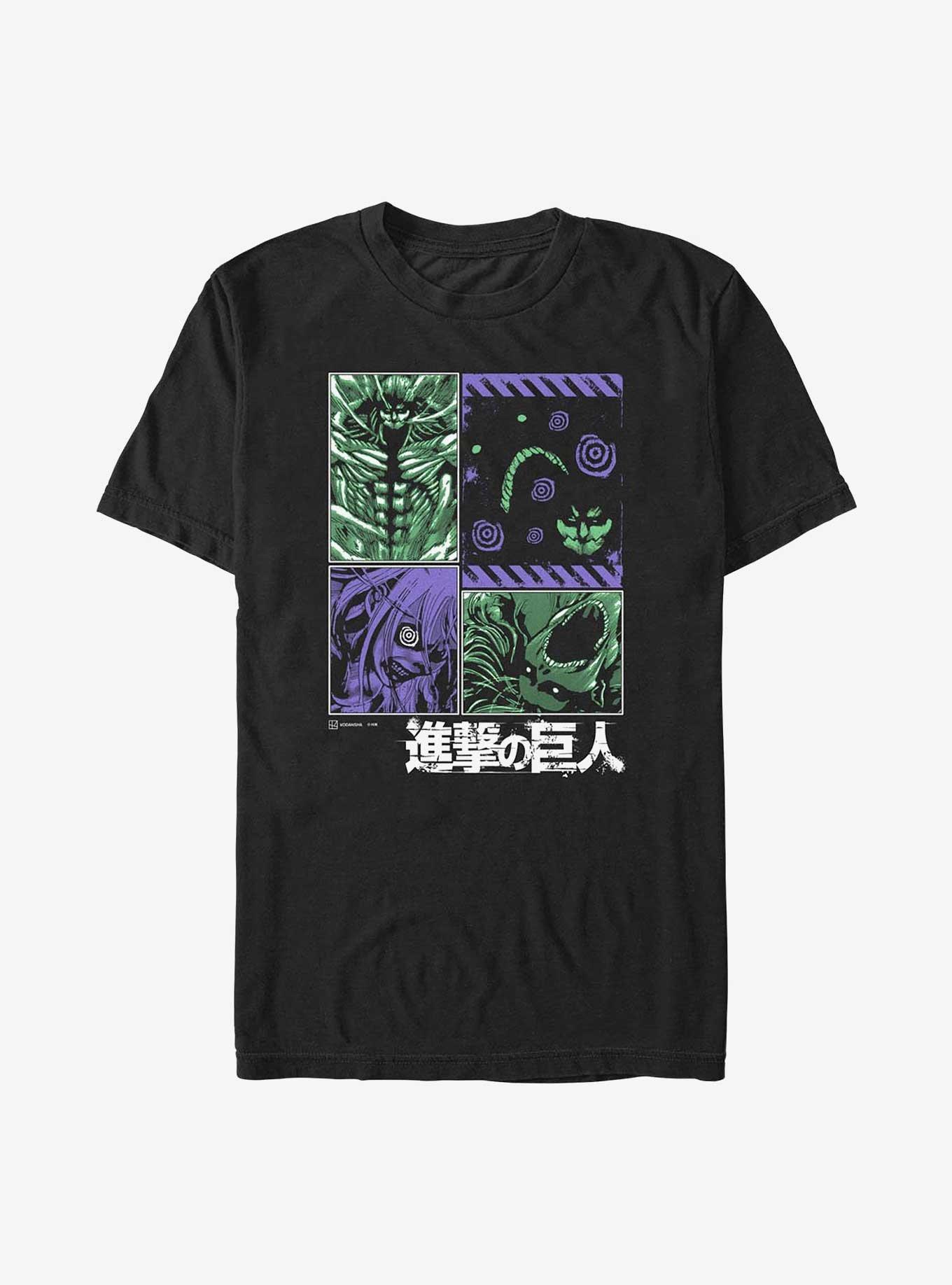 Attack on Titan Three Titans Extra Soft T-Shirt, BLACK, hi-res