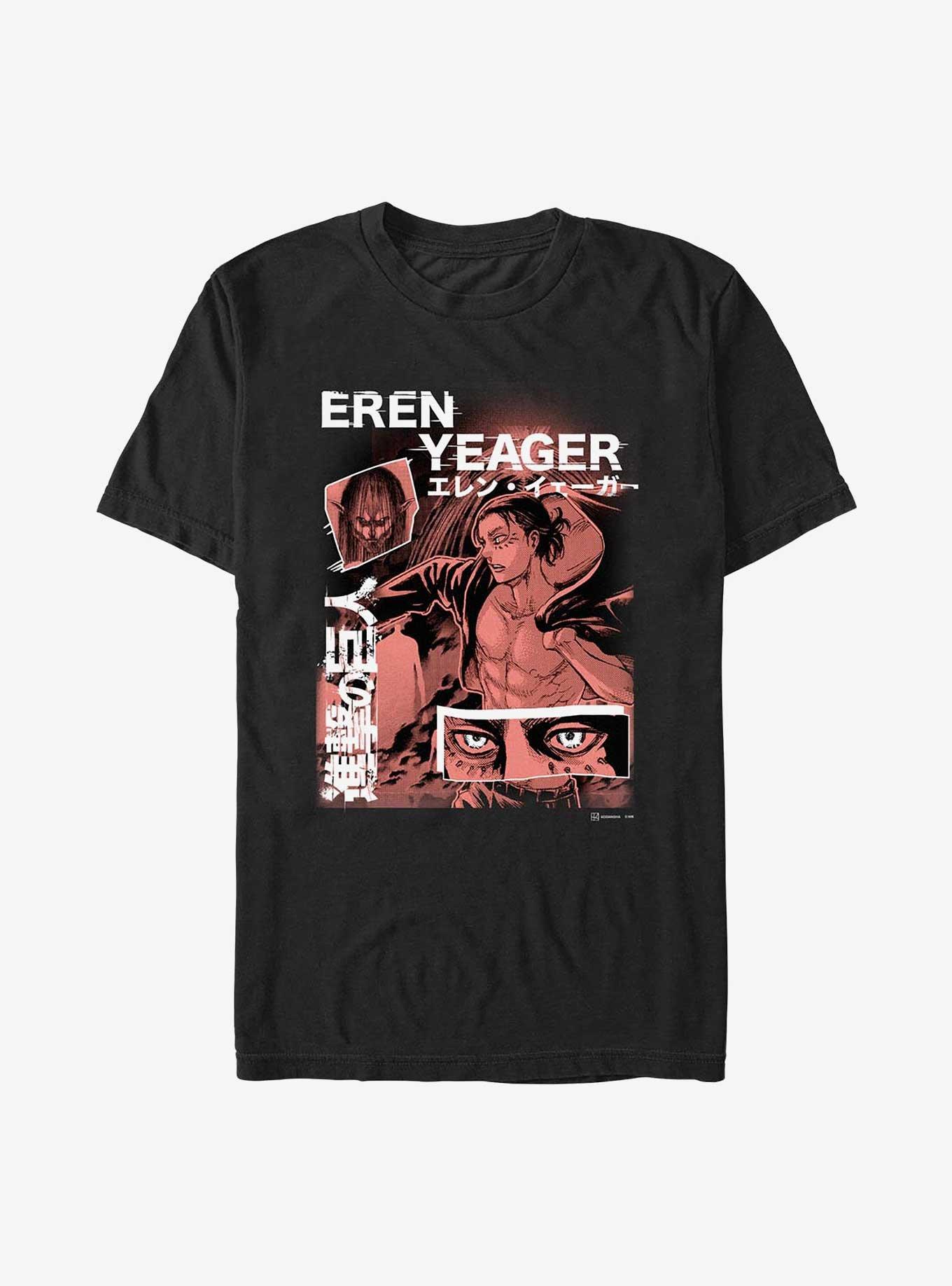 Attack on Titan Eren Yeager Collage Extra Soft T-Shirt, BLACK, hi-res
