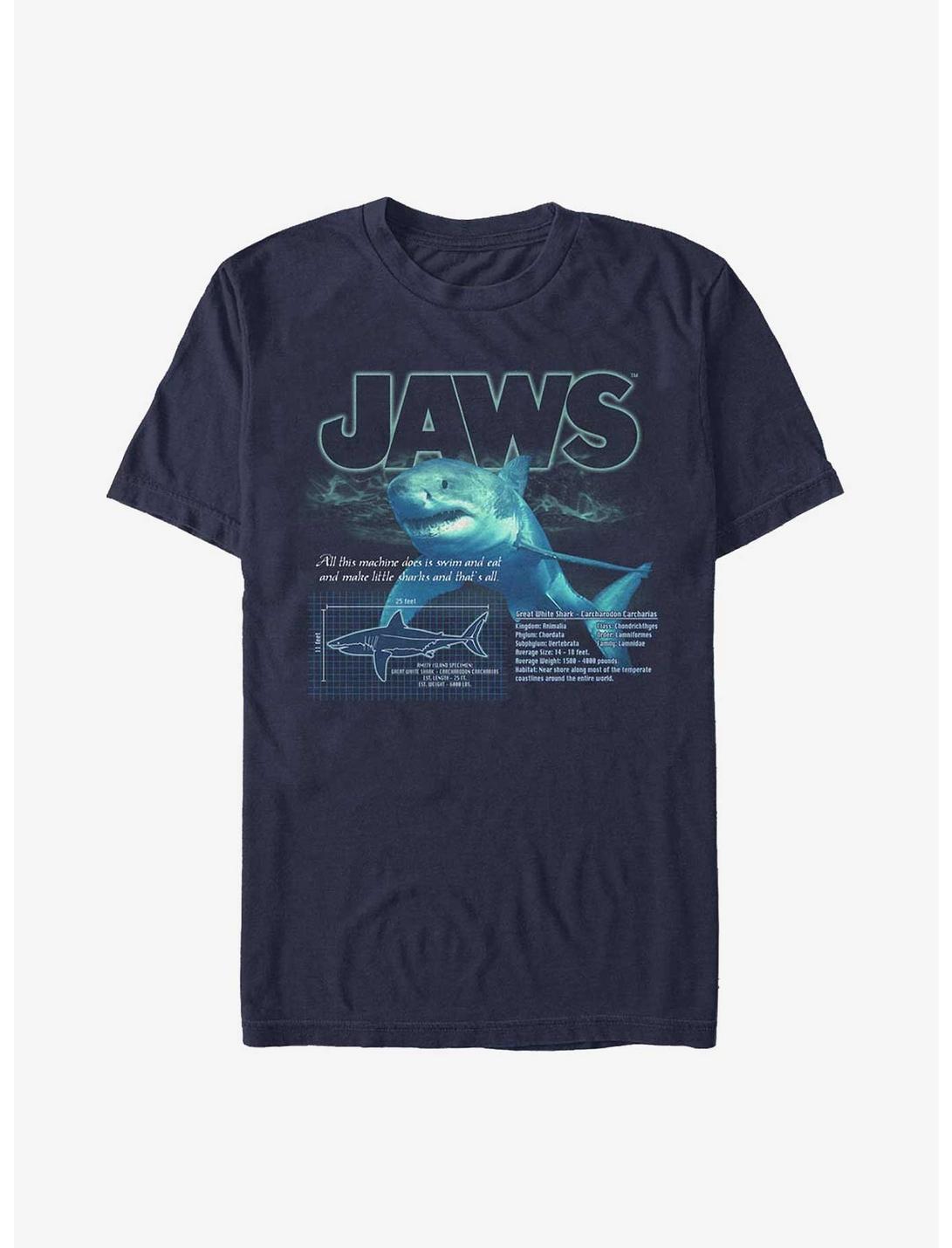 Jaws Shark Blueprint Extra Soft T-Shirt, NAVY, hi-res