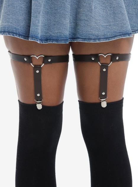 Brown & Silver Heart O-Ring Garter Set | Hot Topic
