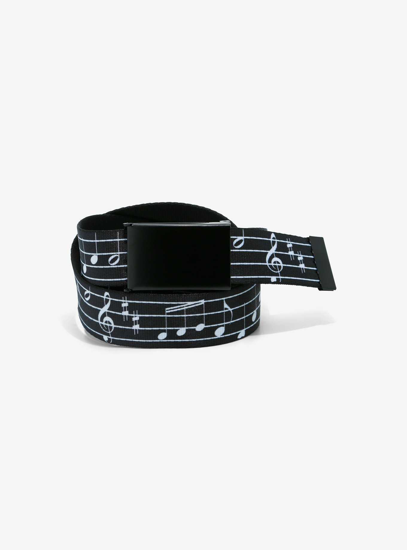Black Musical Notes Snap Belt, , hi-res