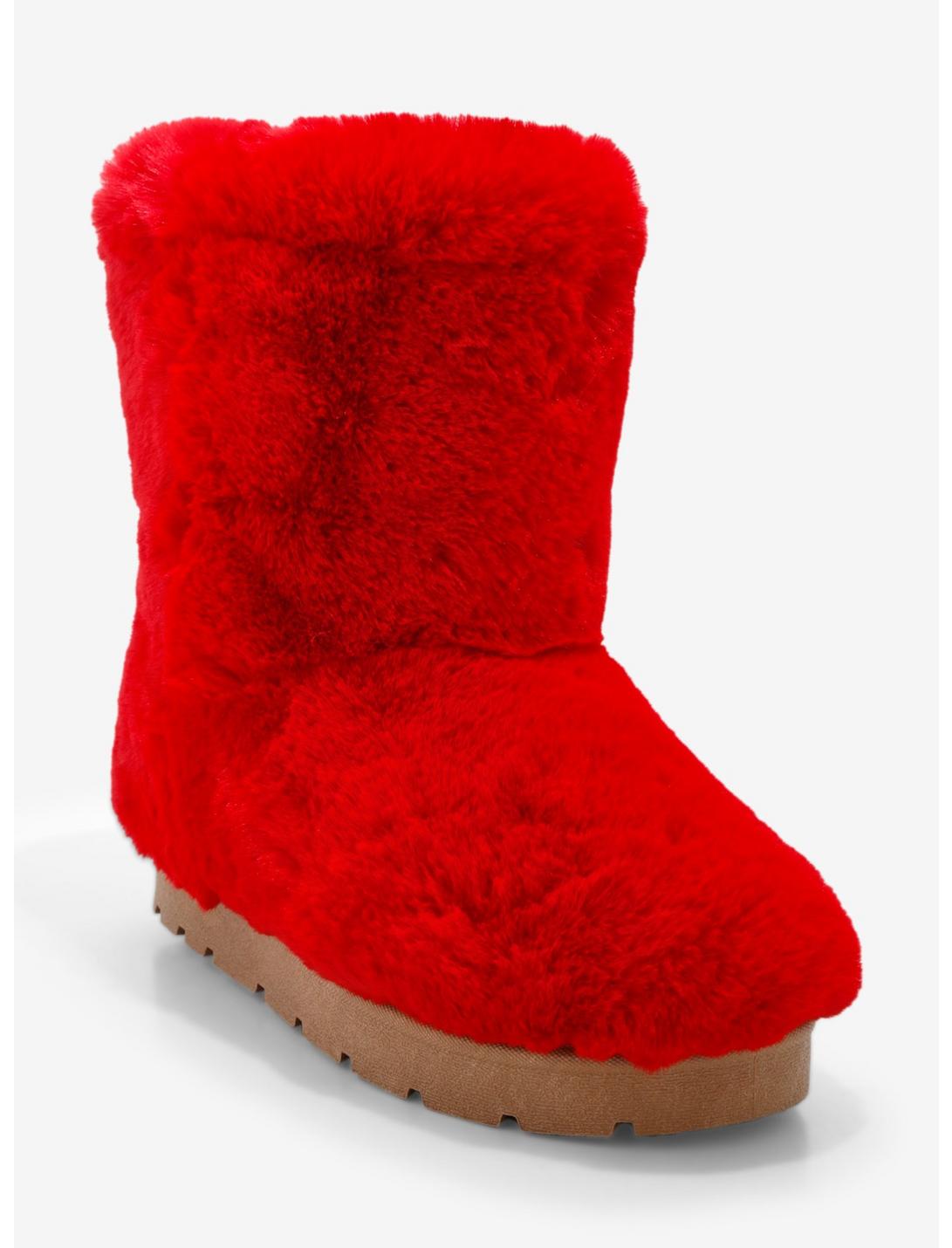 Yoki Red Faux Fur Boots, MULTI, hi-res