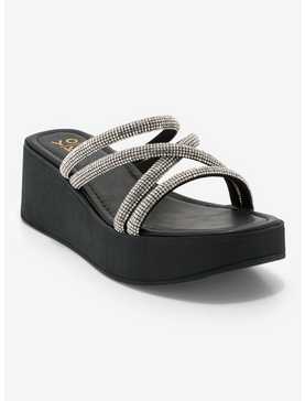 Yoki Rhinestone Black Platform Sandals, , hi-res