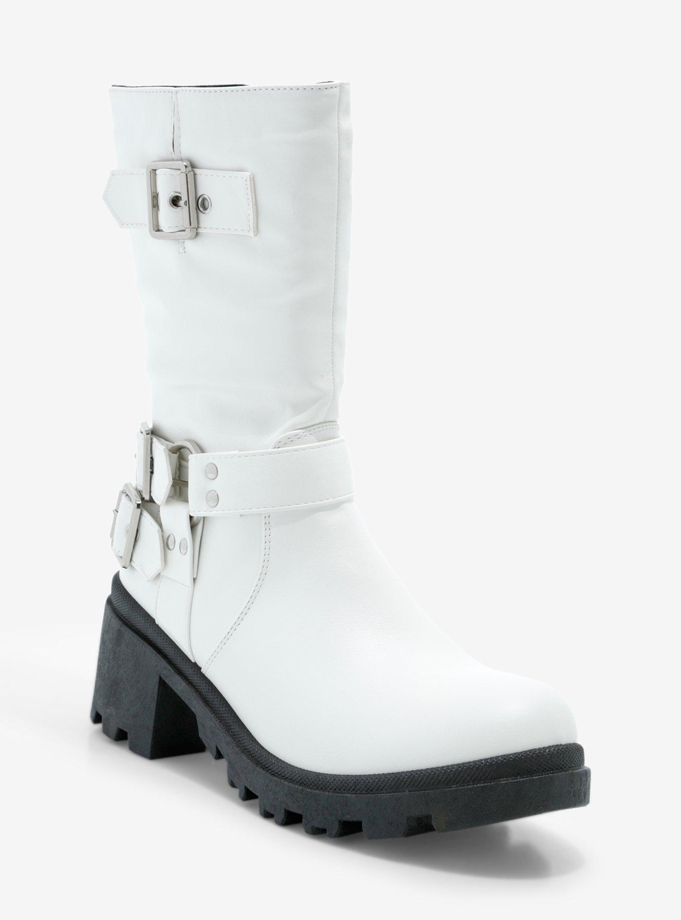 Yoki White Buckle Boots