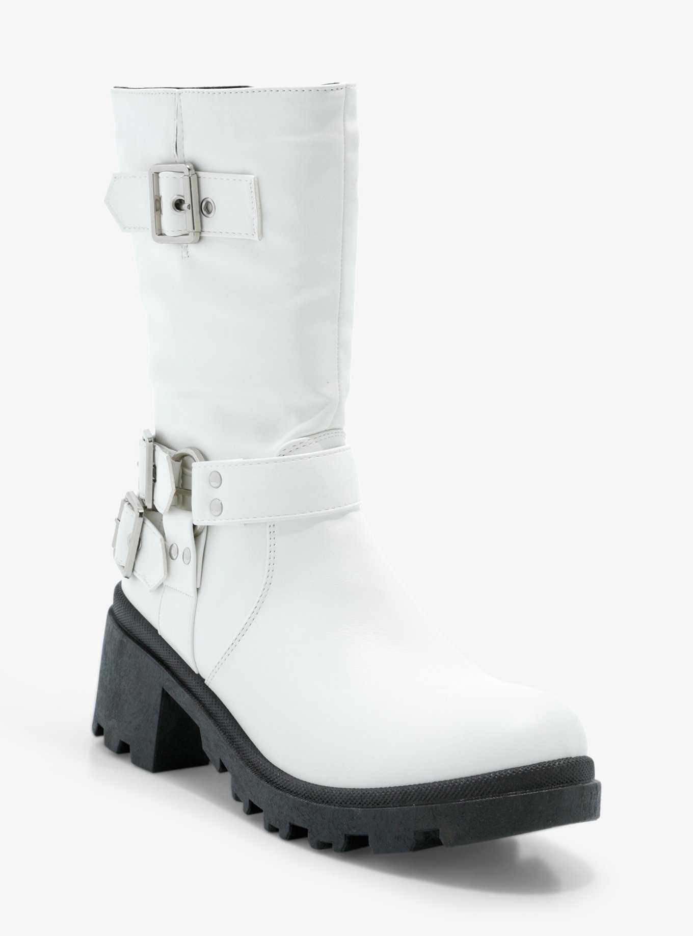 Yoki White Buckle Boots, , hi-res