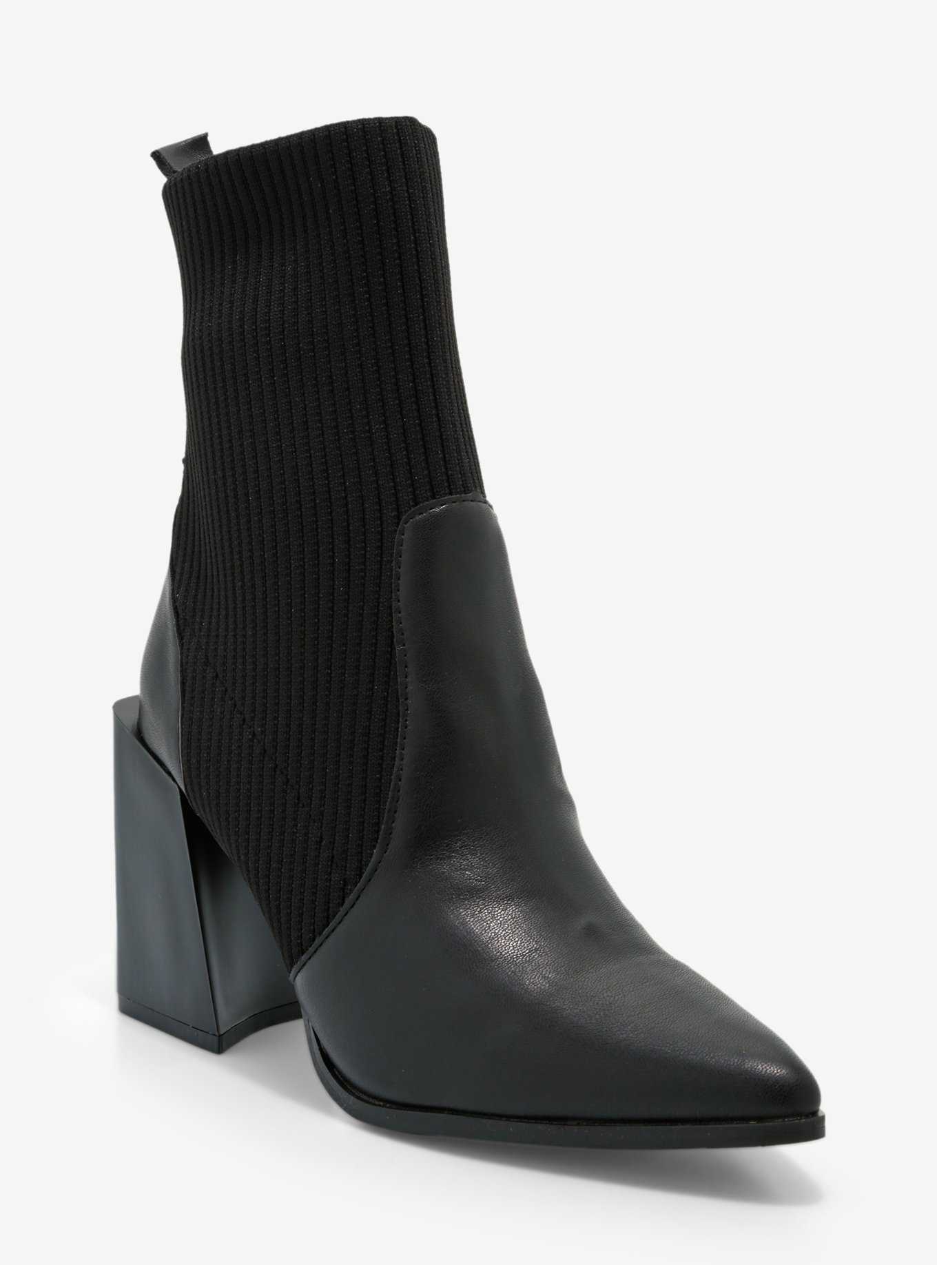 Yoki Black Ankle Sock Boots, , hi-res