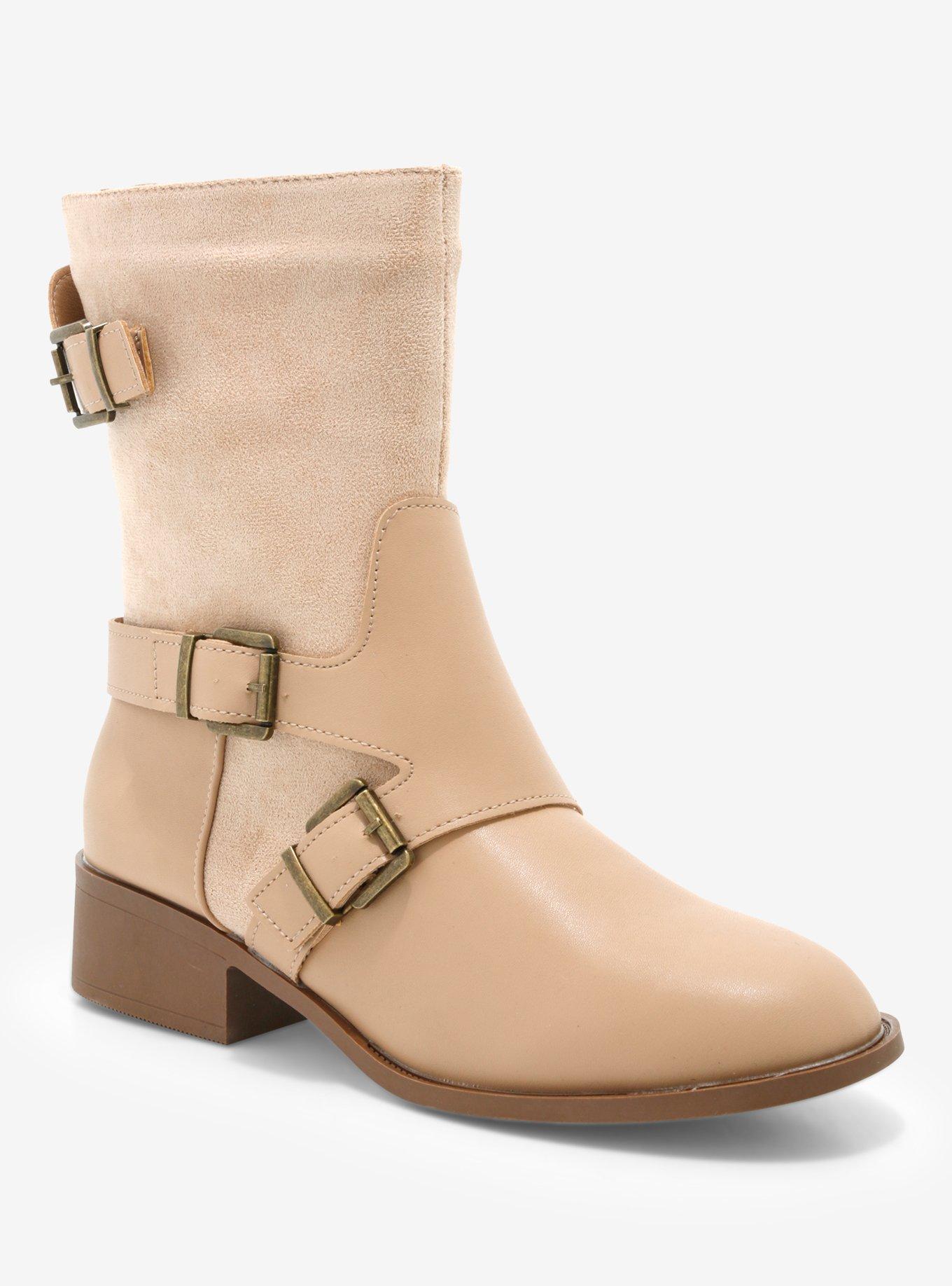 Yoki Beige Belt Boots, , hi-res