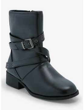 Yoki Black Strap Buckle Boots, , hi-res