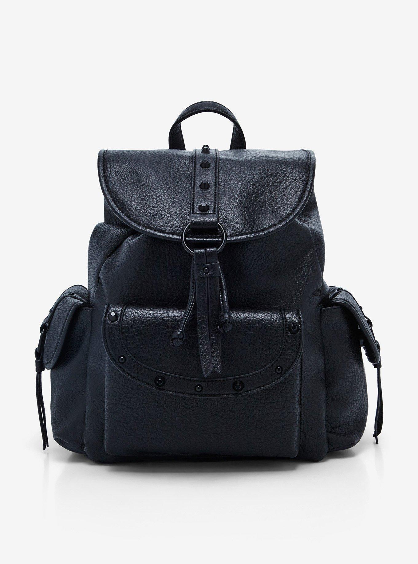 Black Studded Slouch Mini Backpack, , hi-res