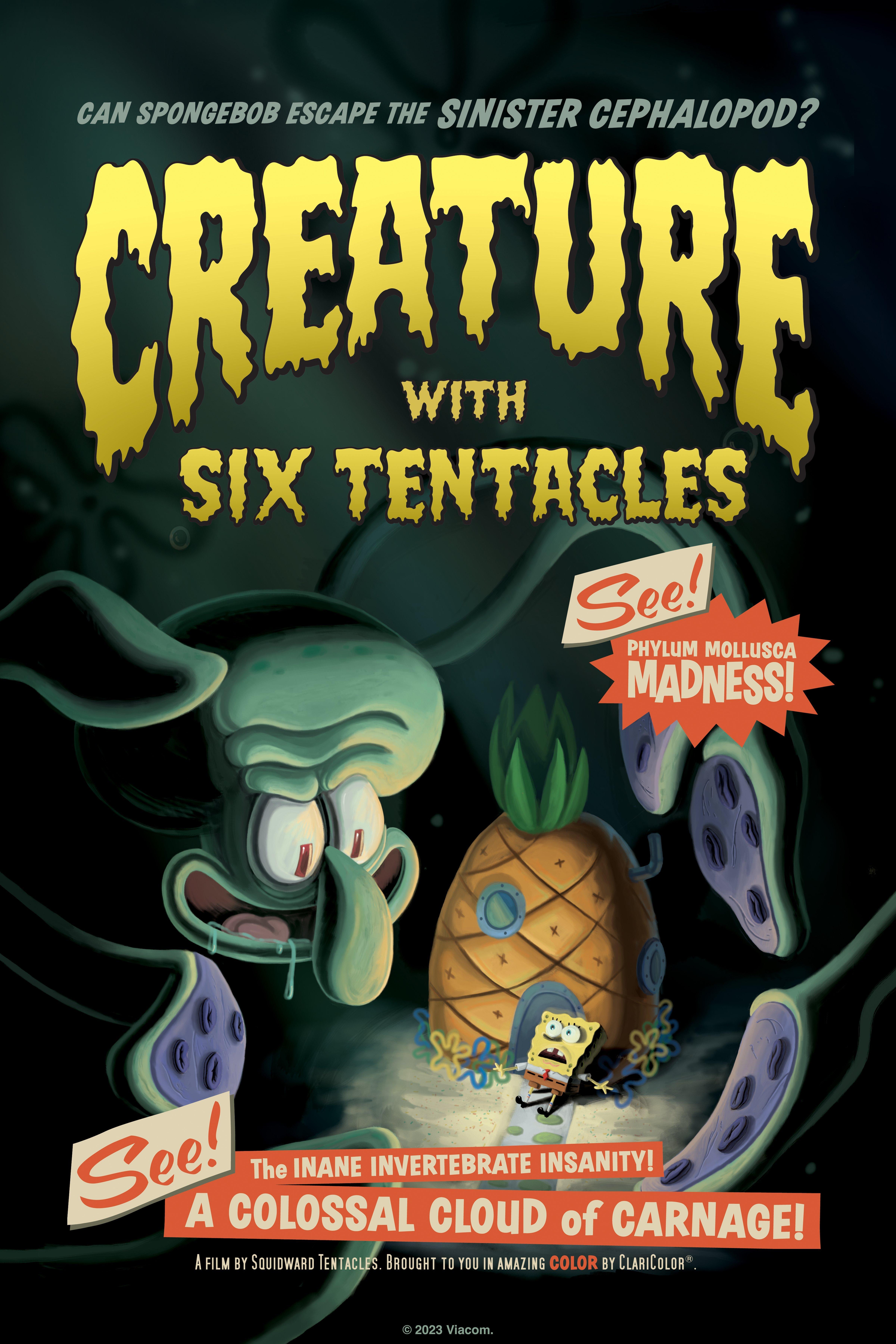 SpongeBob SquarePants Creature With Six Tentacles Poster, WHITE, hi-res